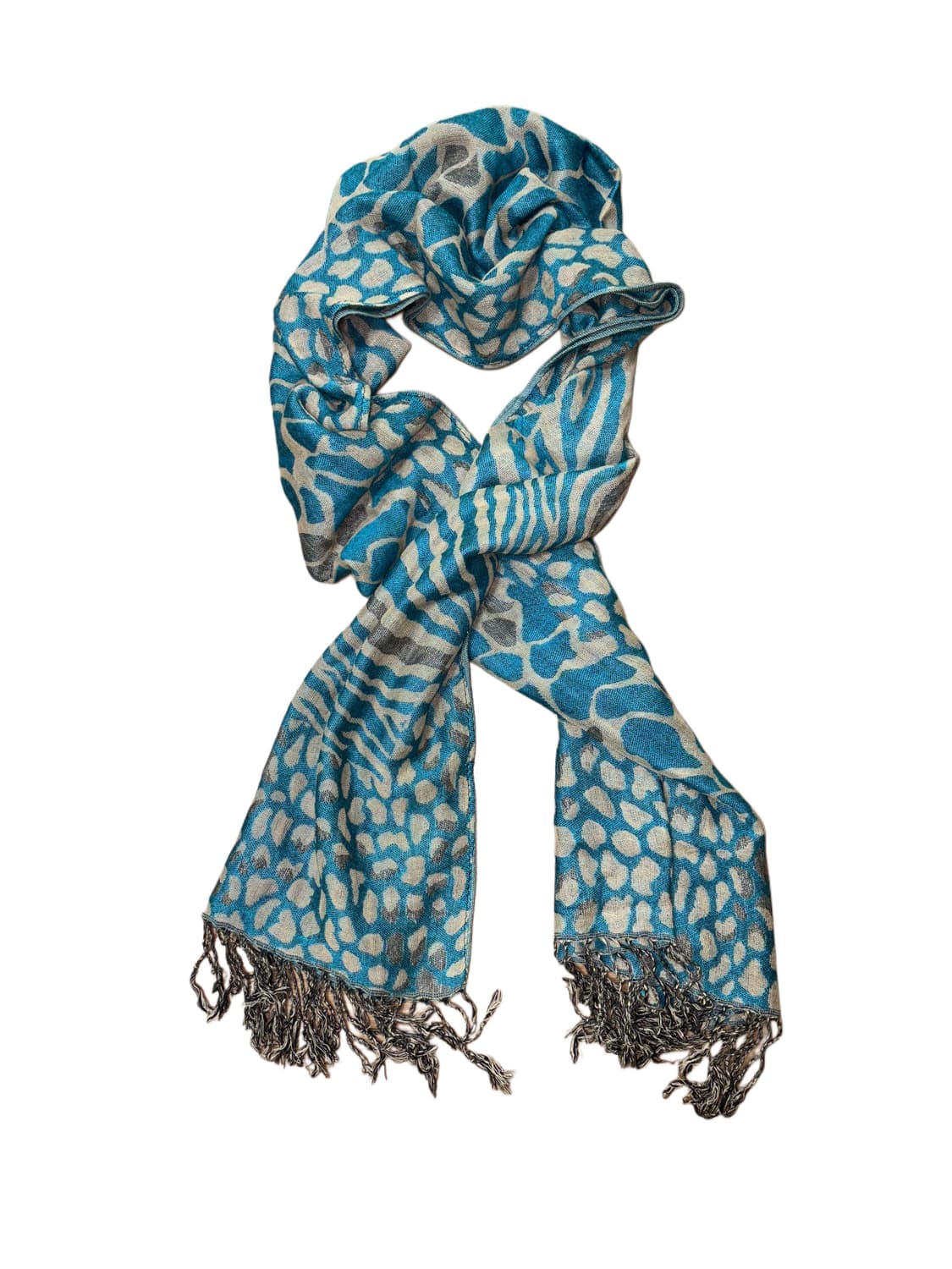 레오파드 지브라 블루/베이지 머플러 상품이미지1