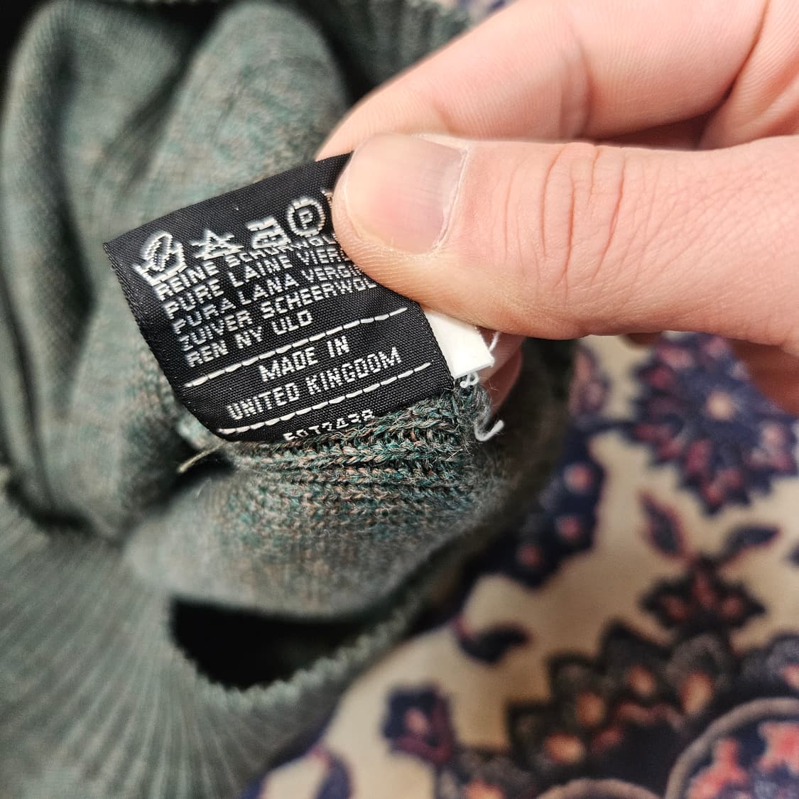 버버리 80's 코만도 울 카키 가죽 패치 블럭 가디건 자켓  상품이미지8