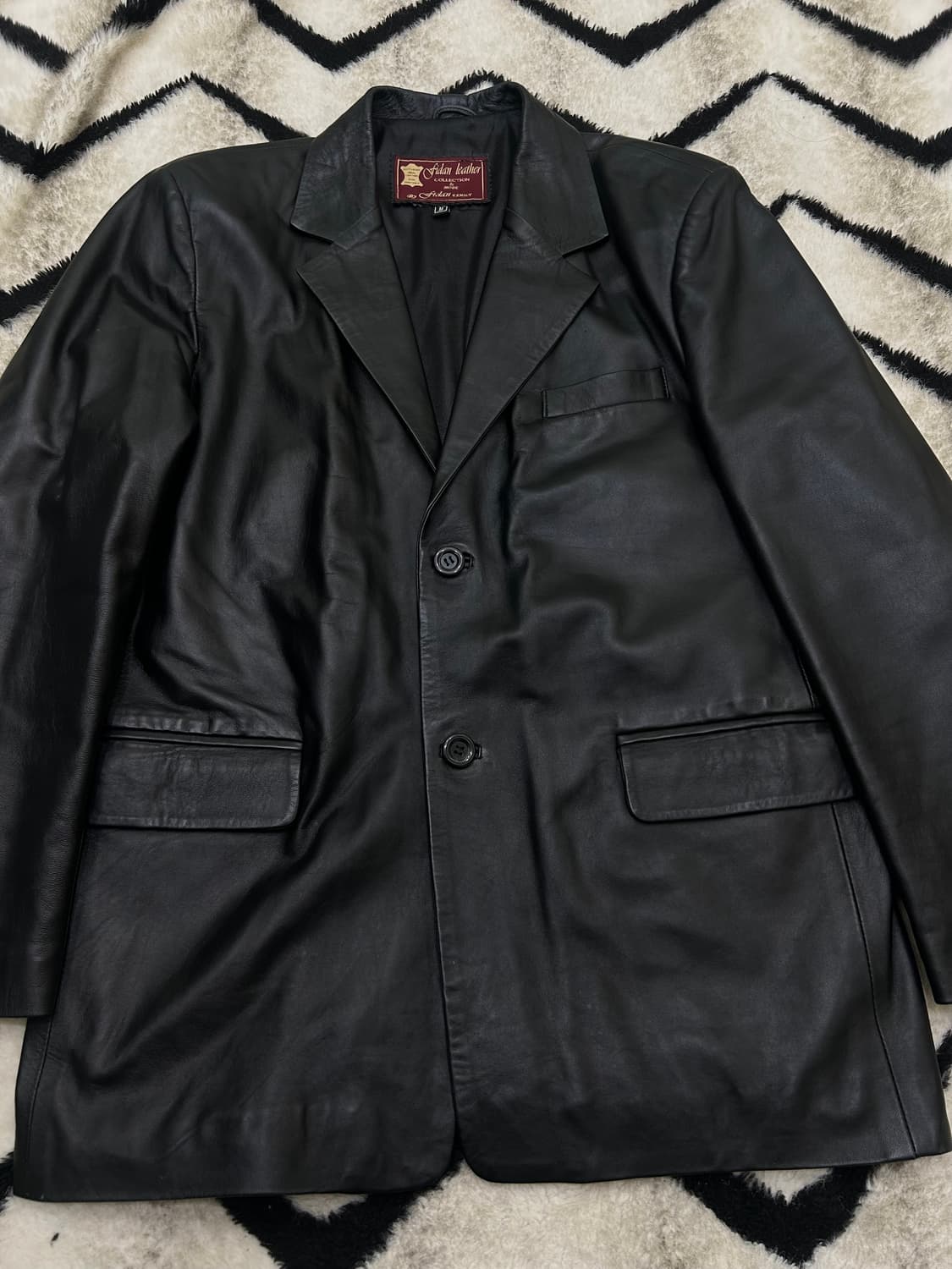 [2XL]빈티지 리얼레더 투버튼 블레이저/블랙 상품이미지2