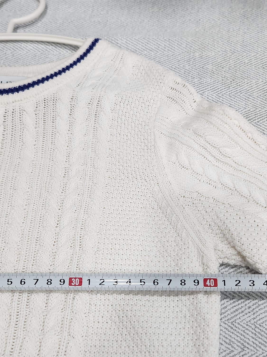 [M] 제너럴아이디어 케이블 반팔 니트 화이트 상품이미지5