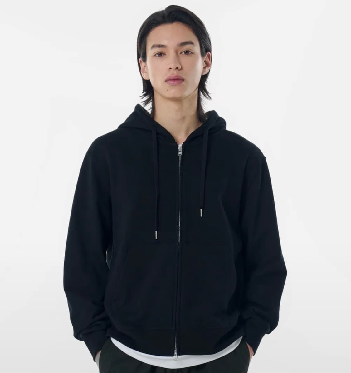 무신사스탠다드 후디드 스웨트 집업 블랙 3XL 상품이미지3