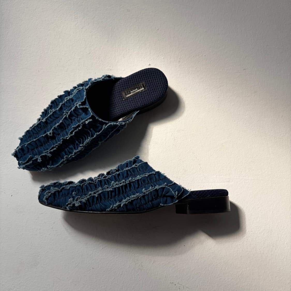 Frayed Denim Ruffle Mules 상품이미지3