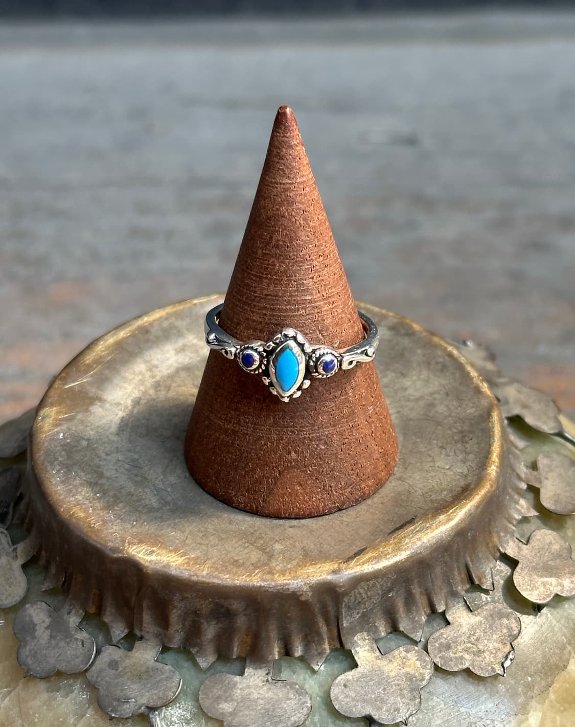 Turquoise & Lapis Trio 925silver Ring 상품이미지1