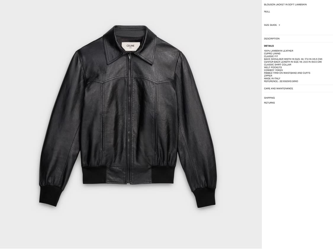 셀린느 blouson jacket in soft lambskin레더자켓 상품이미지1