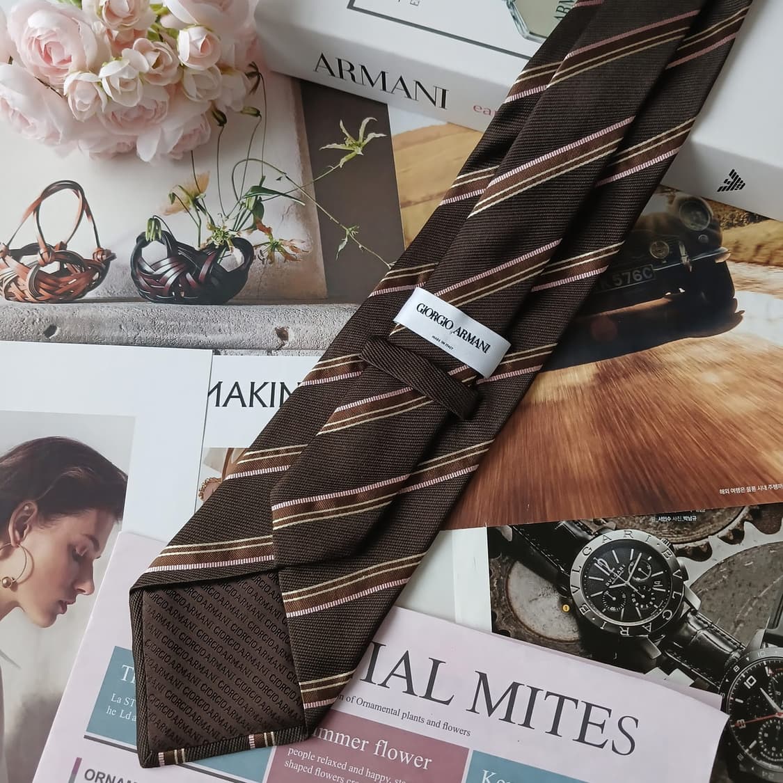 조르지오 아르마니 실크 스트라이프 넥타이 9.9cm A+등급 A19150 상품이미지4