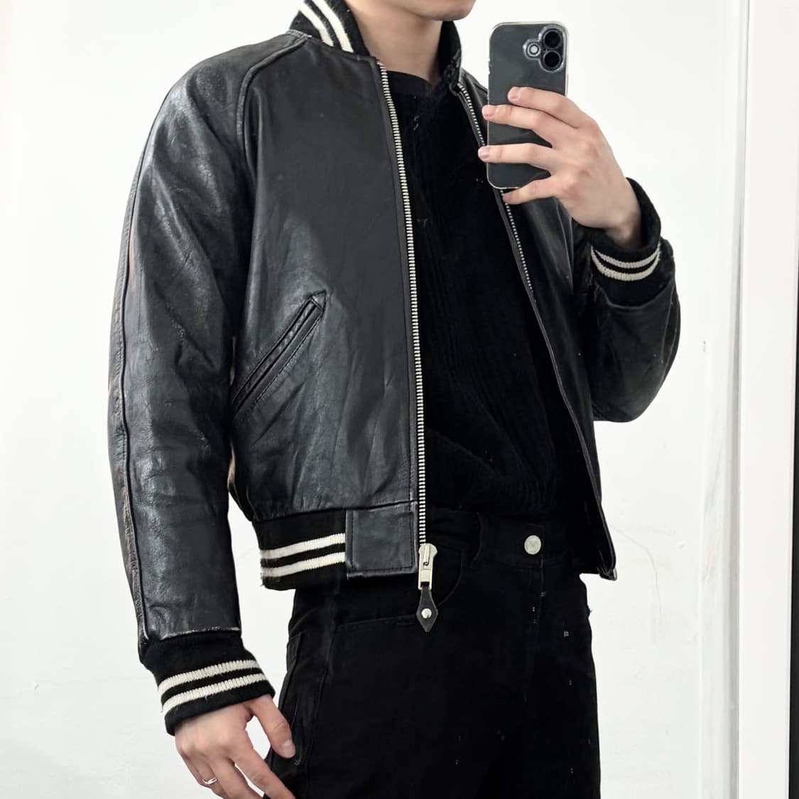 Liugoo 소가죽 바시티 자켓 상품이미지3