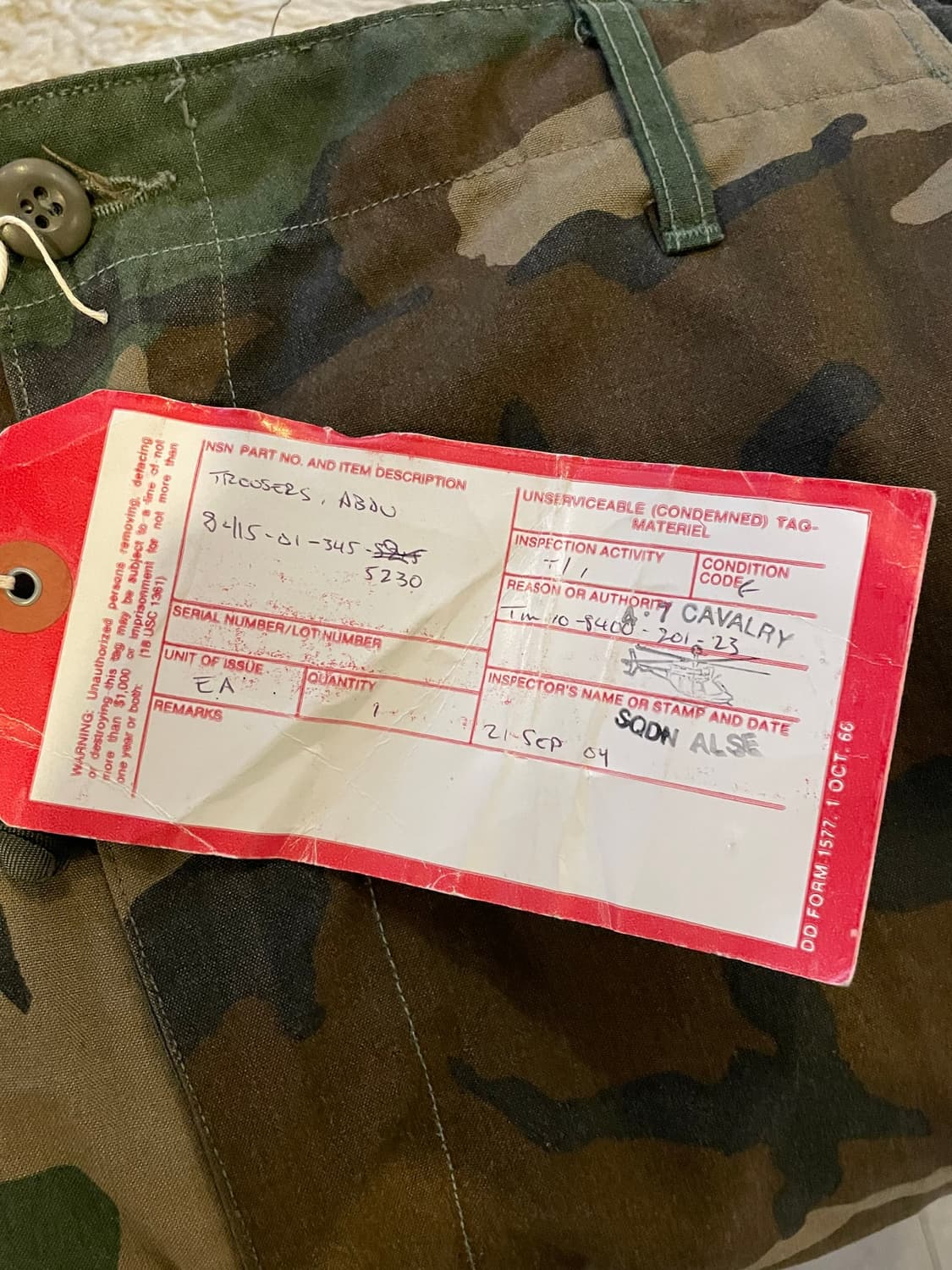 us army 오리지널 에어크루 카모 카고 팬츠 L/L 상품이미지6