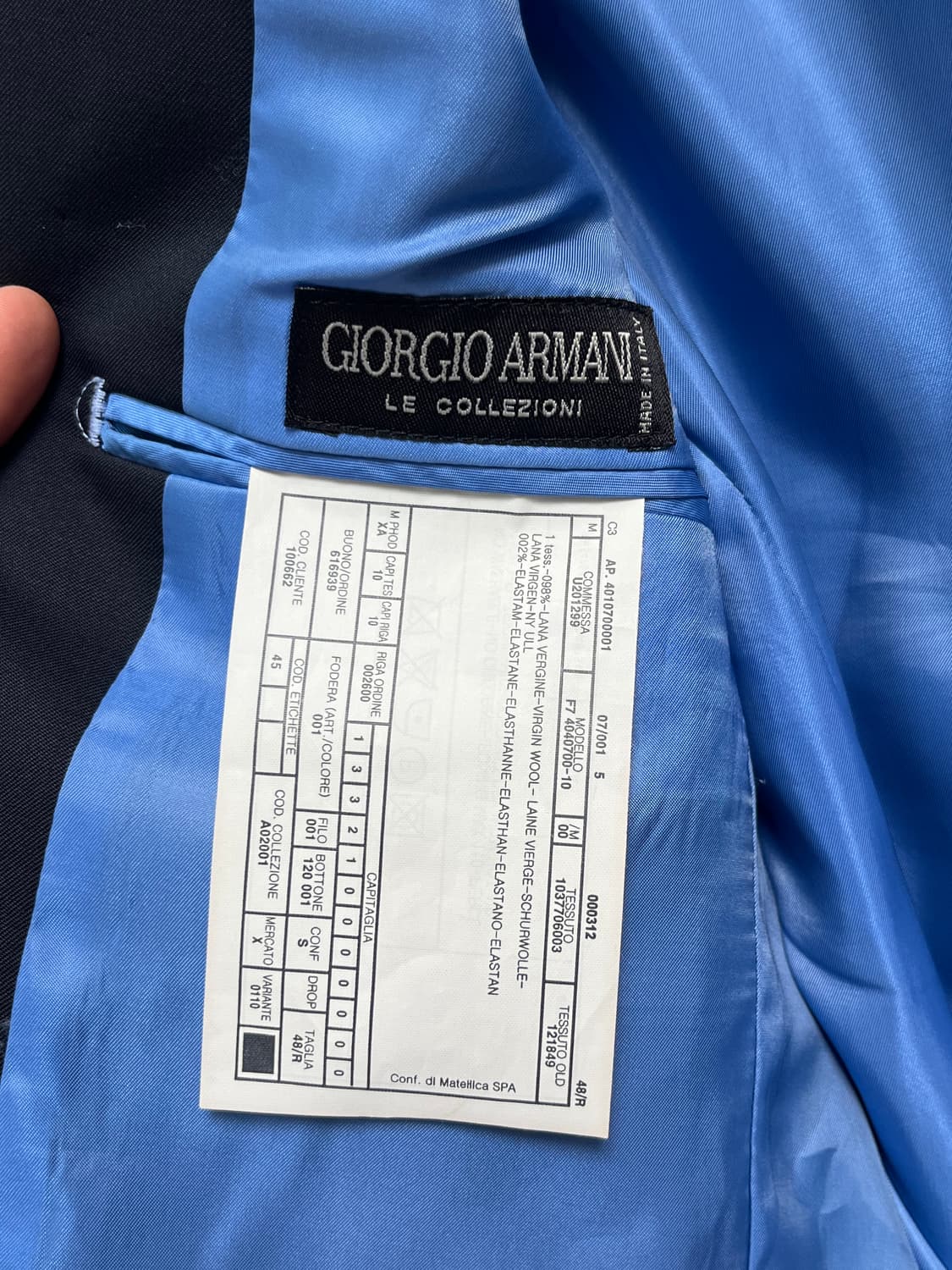 Giorgio Armani 네이비 남성 블레이저 48R 안감 블루 상품이미지5