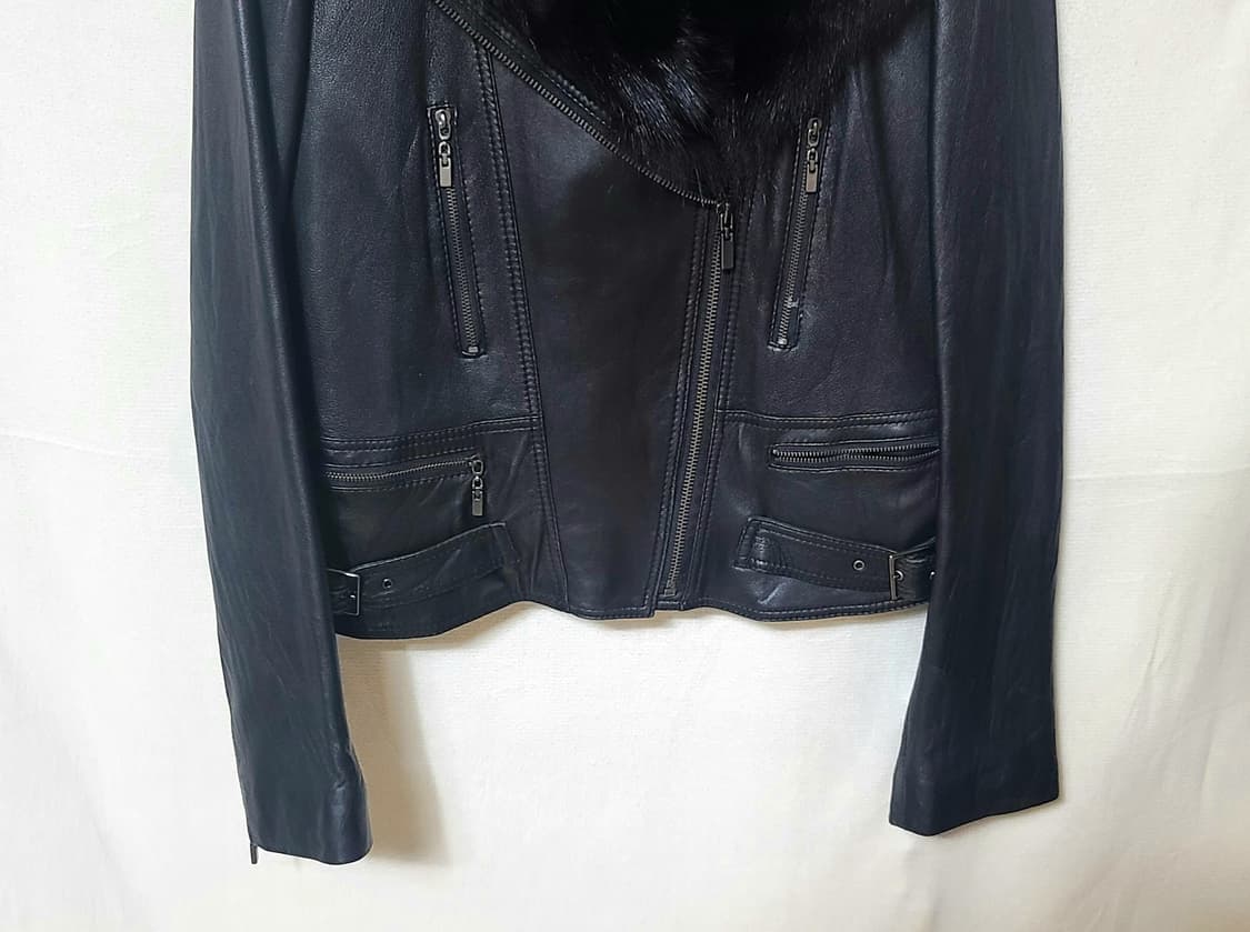 이탈리아 솔로프라 양가죽 + 리얼 폭스퍼 라이더 자켓 누빔 77 상품이미지5