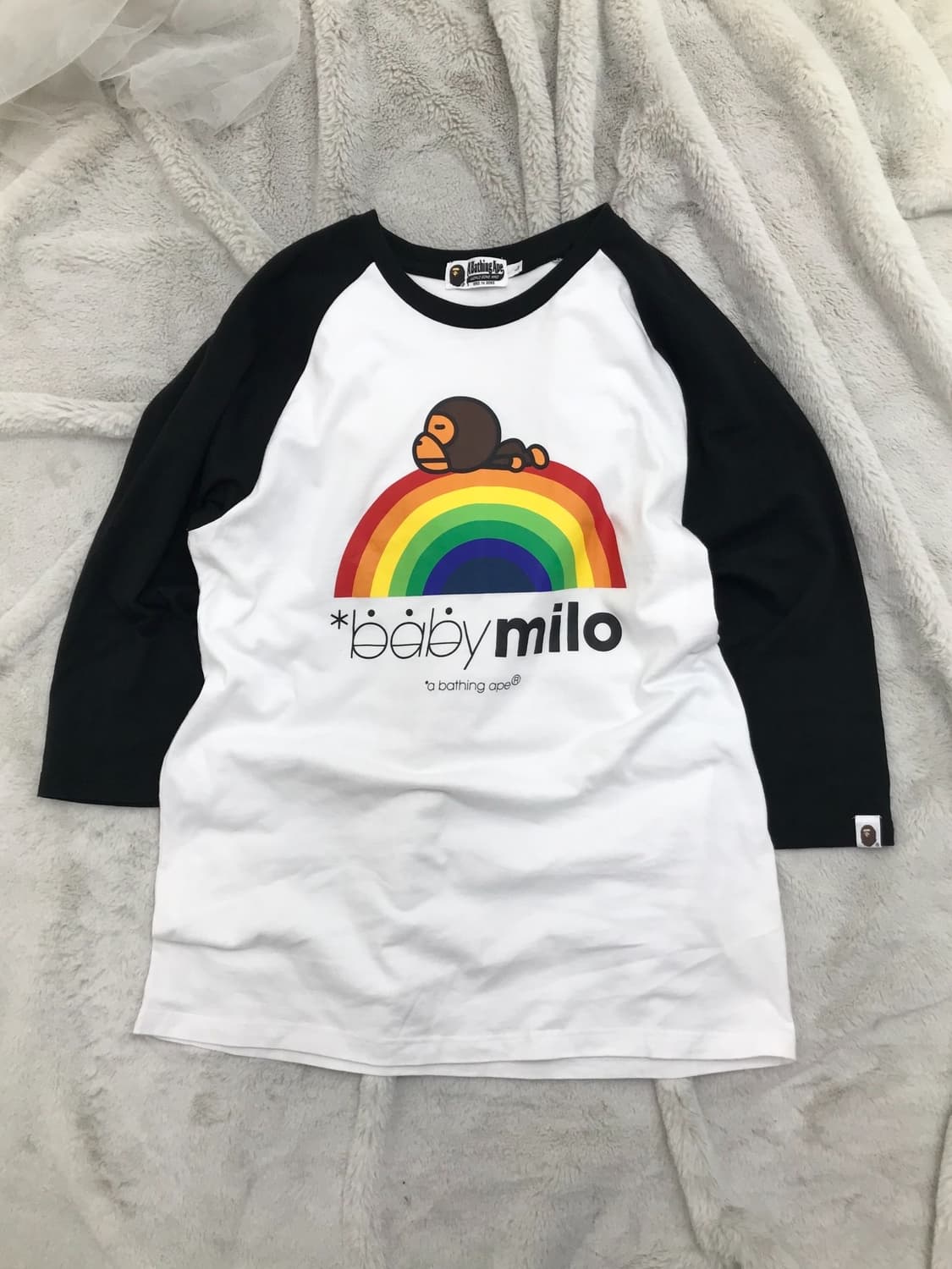 < Bape Baby Milo Rainbow Raglan T-shirt  상품이미지7