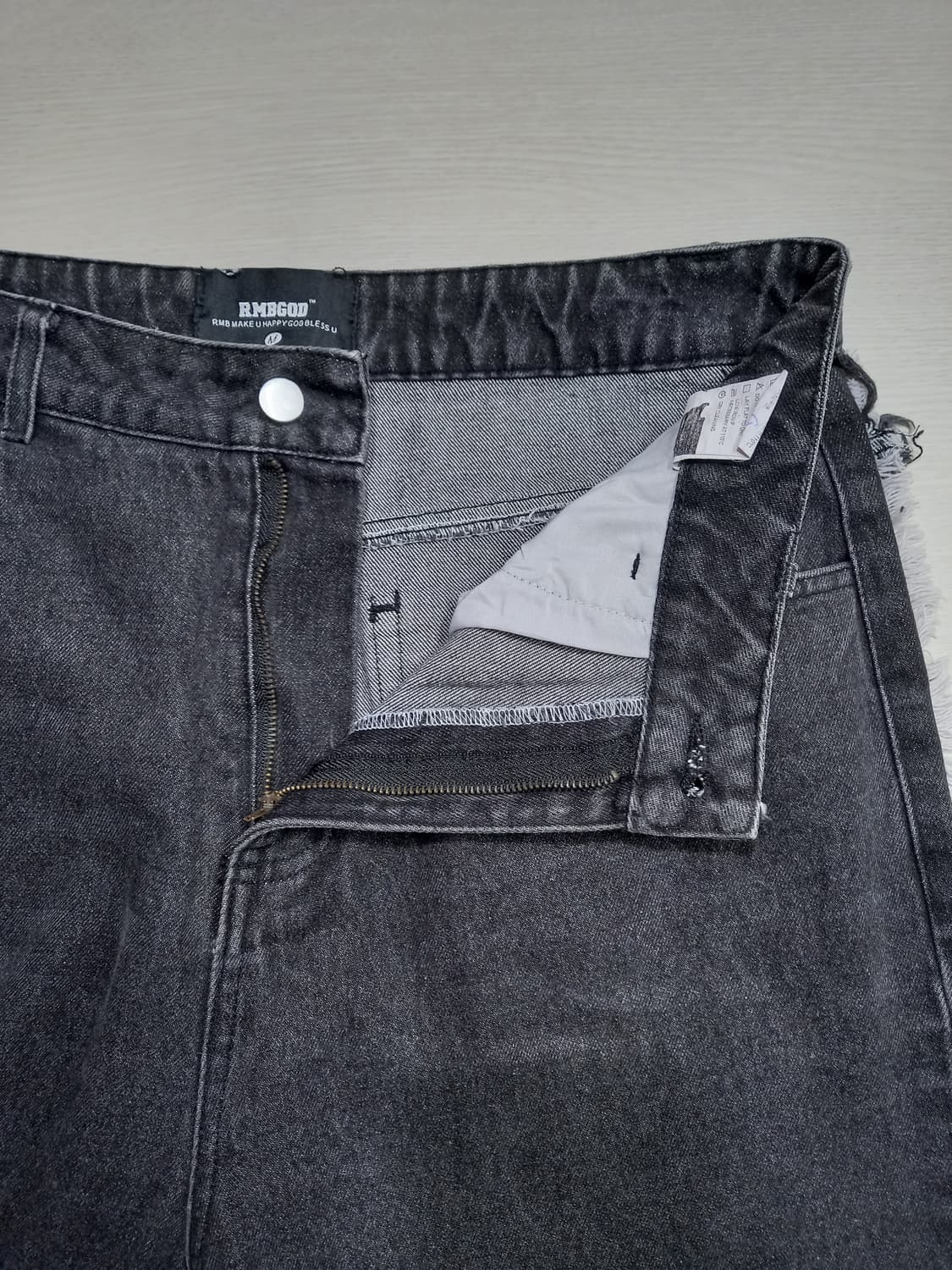 33 RMDGOD 하이웨이스트 세미와이드 크롭진 블랙 33-419 상품이미지6