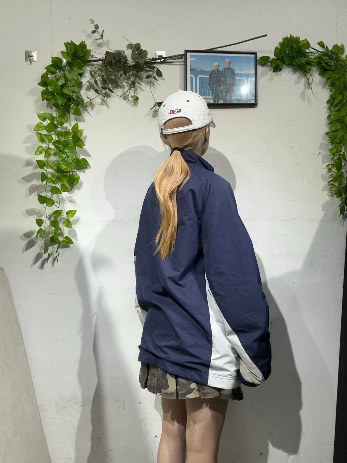 00s 나이키 네이비 로고 사이드 라인 바람막이 자켓 L 상품이미지3