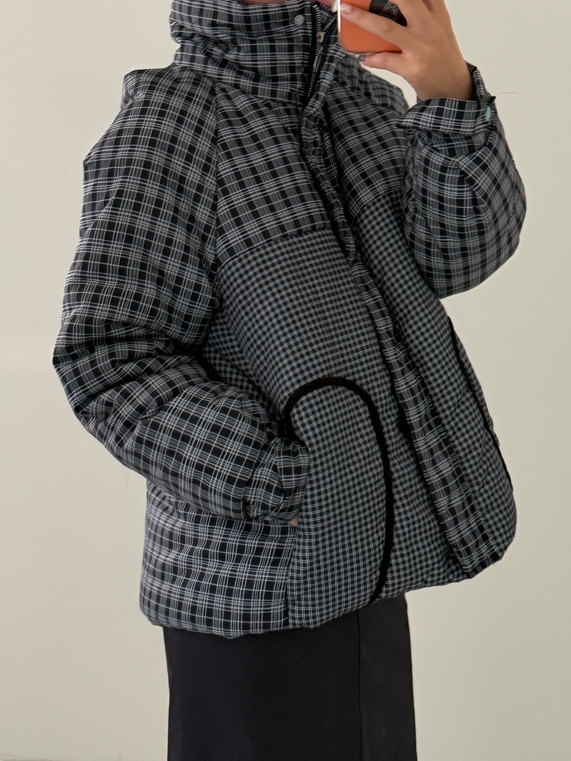 일본빈티지 체크 모리 숏패딩 상품이미지2