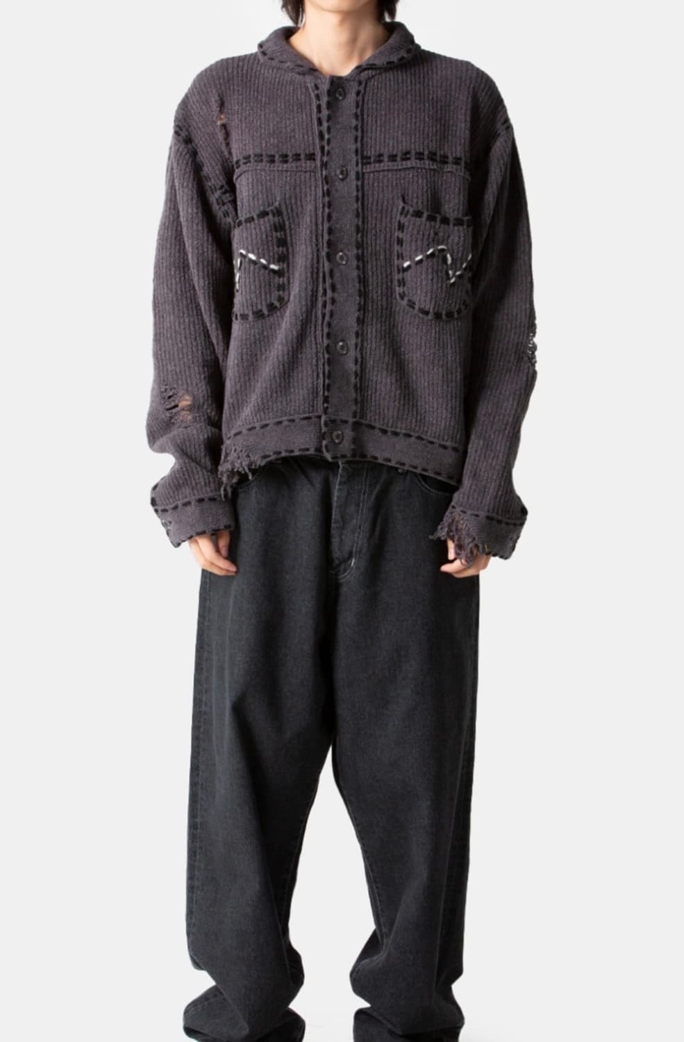 네이버후드 핑거린 phingerin 스티치 니트 가디건 100사이즈(M) 상품이미지3