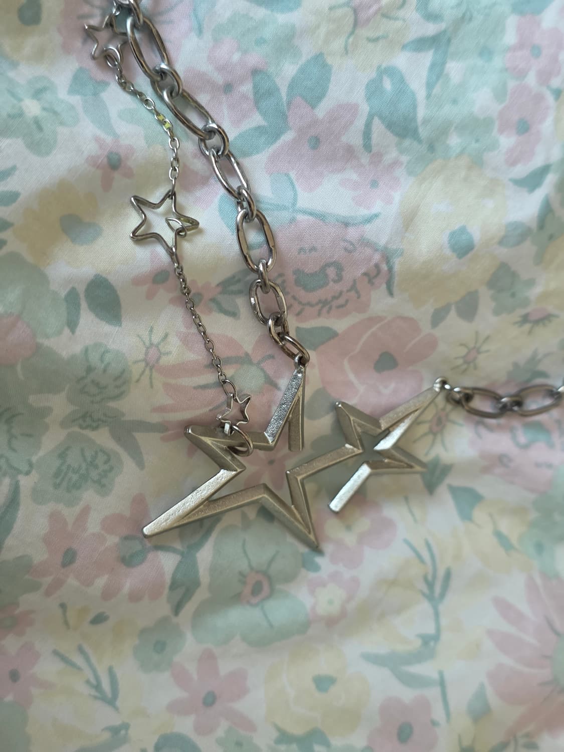 루루 초커 별 목걸이 y2k double star silver 상품이미지6