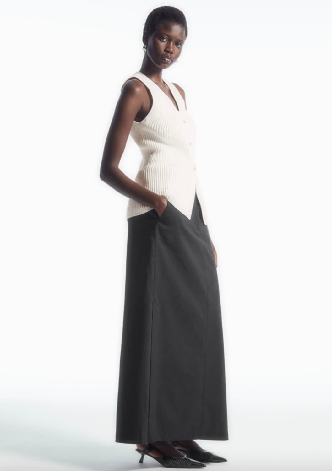 코스 COS 코스 립 니트 브이넥 웨이스트코트 베스트 탑 XS 상품이미지2