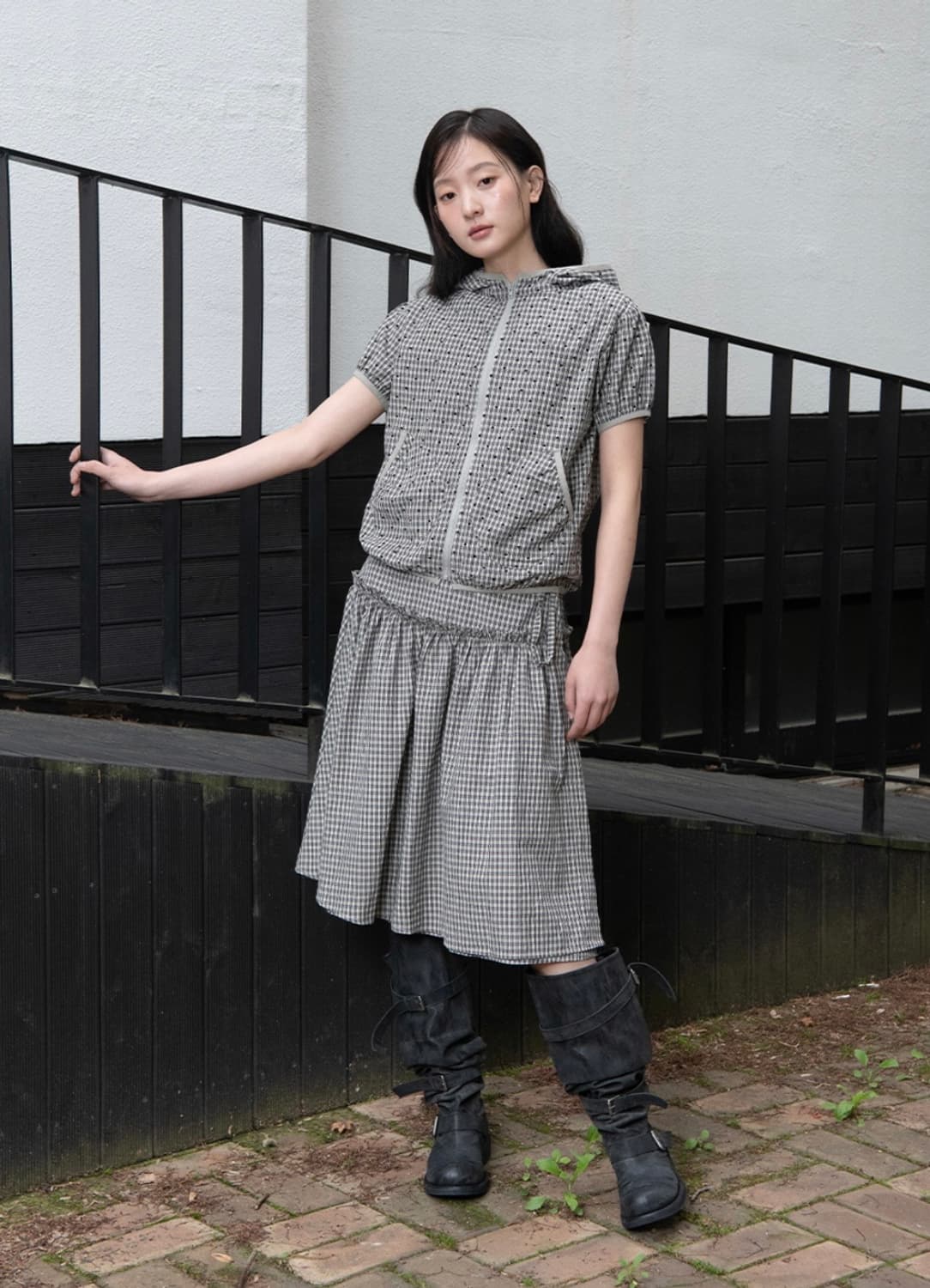 오피쉬 Oafish 리본 프릴 랩스커트 (brown) 상품이미지2