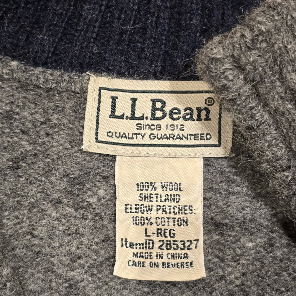 90s L.L.Bean 셔틀랜드 울100% 쿼터집 엘보패치 스웨터 상품이미지4