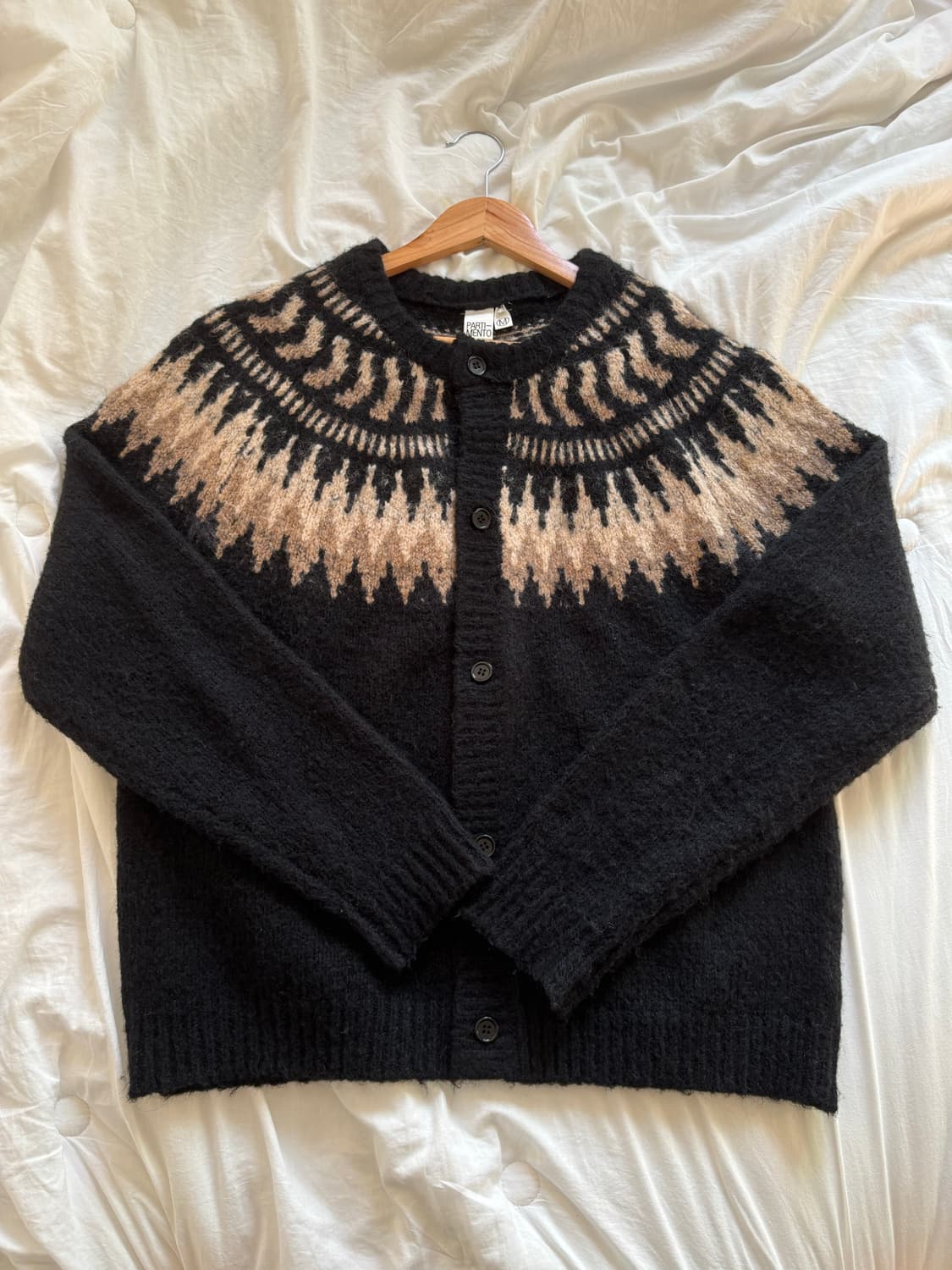 [정품][M] 파르티멘토 노르딕 니트 가디건 블랙 상품이미지1