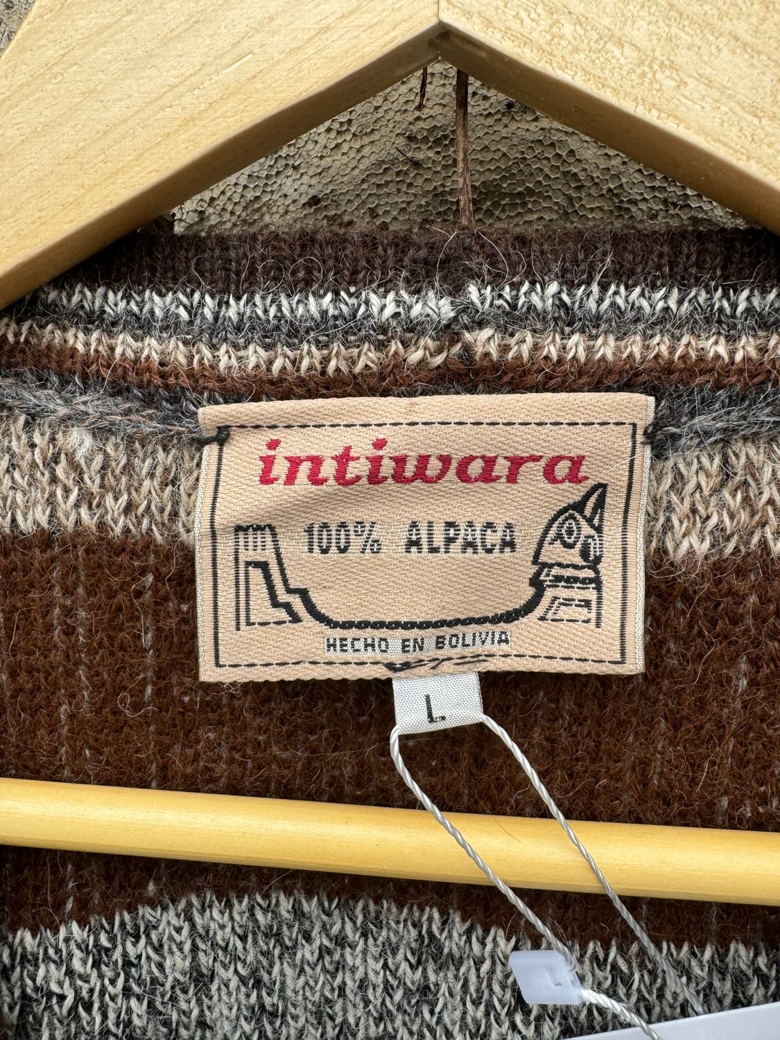 Intiwara 알파카 100% 볼리비아 체크 패턴 니트 가디건 상품이미지7