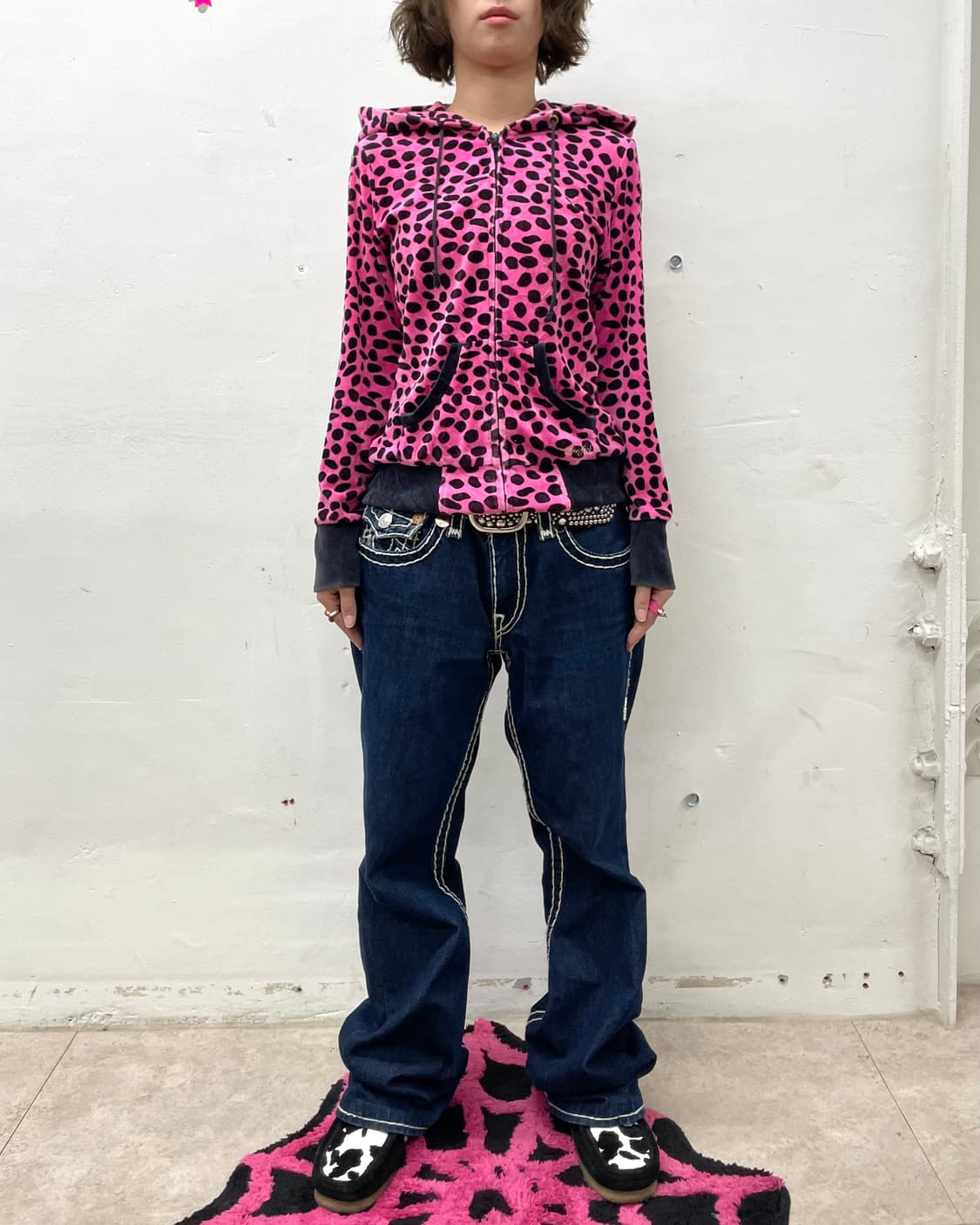 Black Leopard Pink Zip-Up Hoodie 상품이미지6