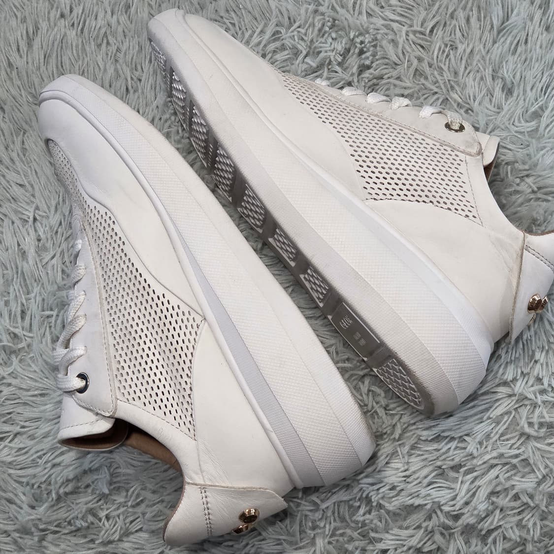 7a-9:제옥스 여성 화이트 가죽 스니커즈(36 EU / 230 mm) 상품이미지8