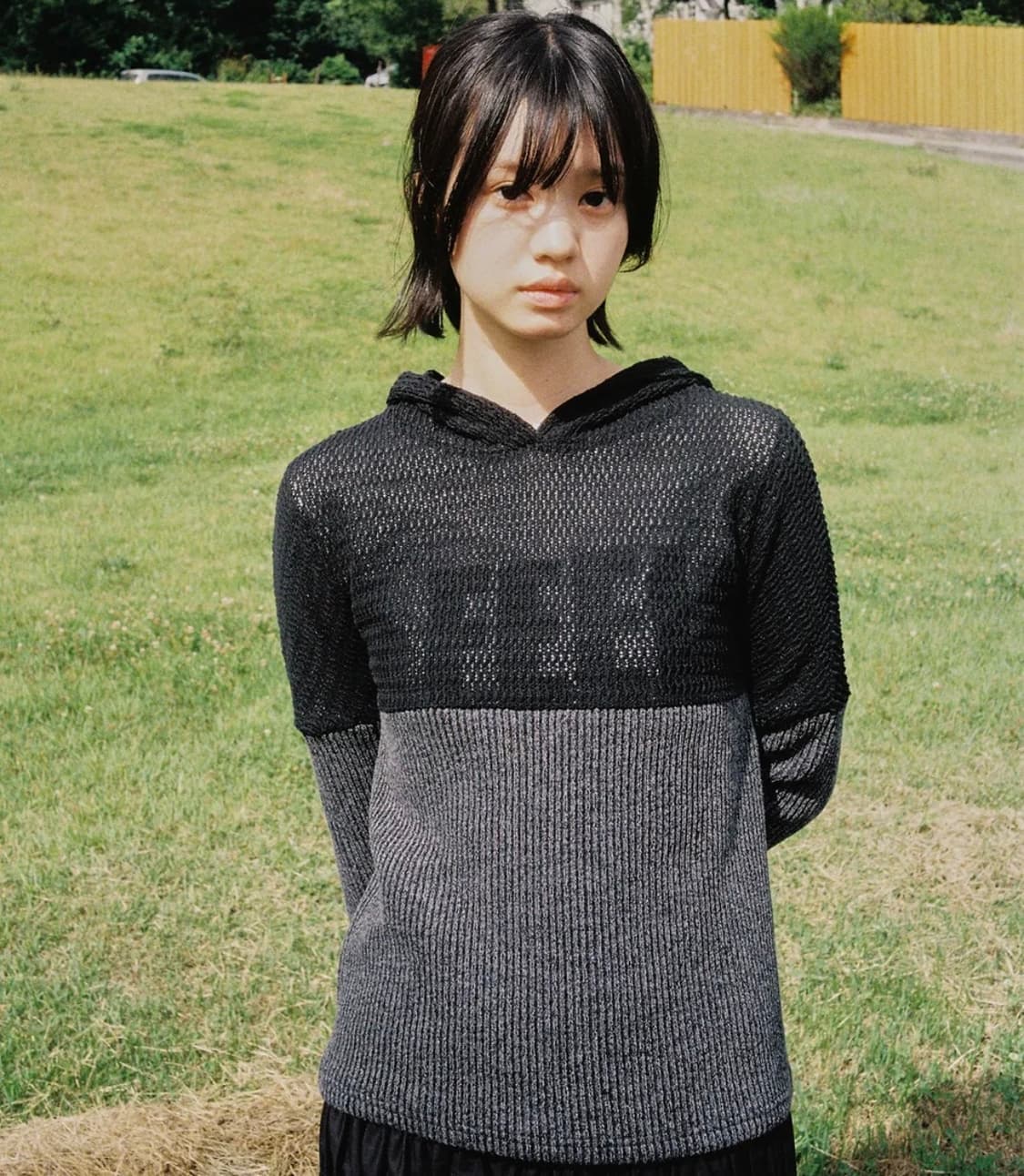 페스토 하프앤하프 니트 후디 블랙 상품이미지1