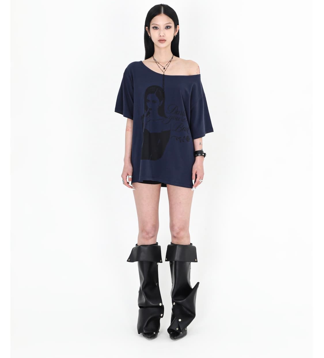 달링유어배드 SMOKING ROSE TEE #NAVY 상품이미지2