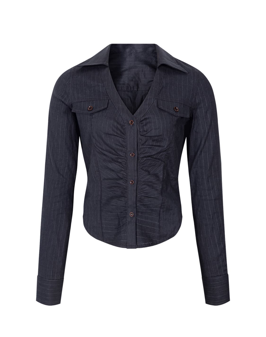 플리즈노팔로우 kayla shirring shirt top 인디고S 상품이미지4