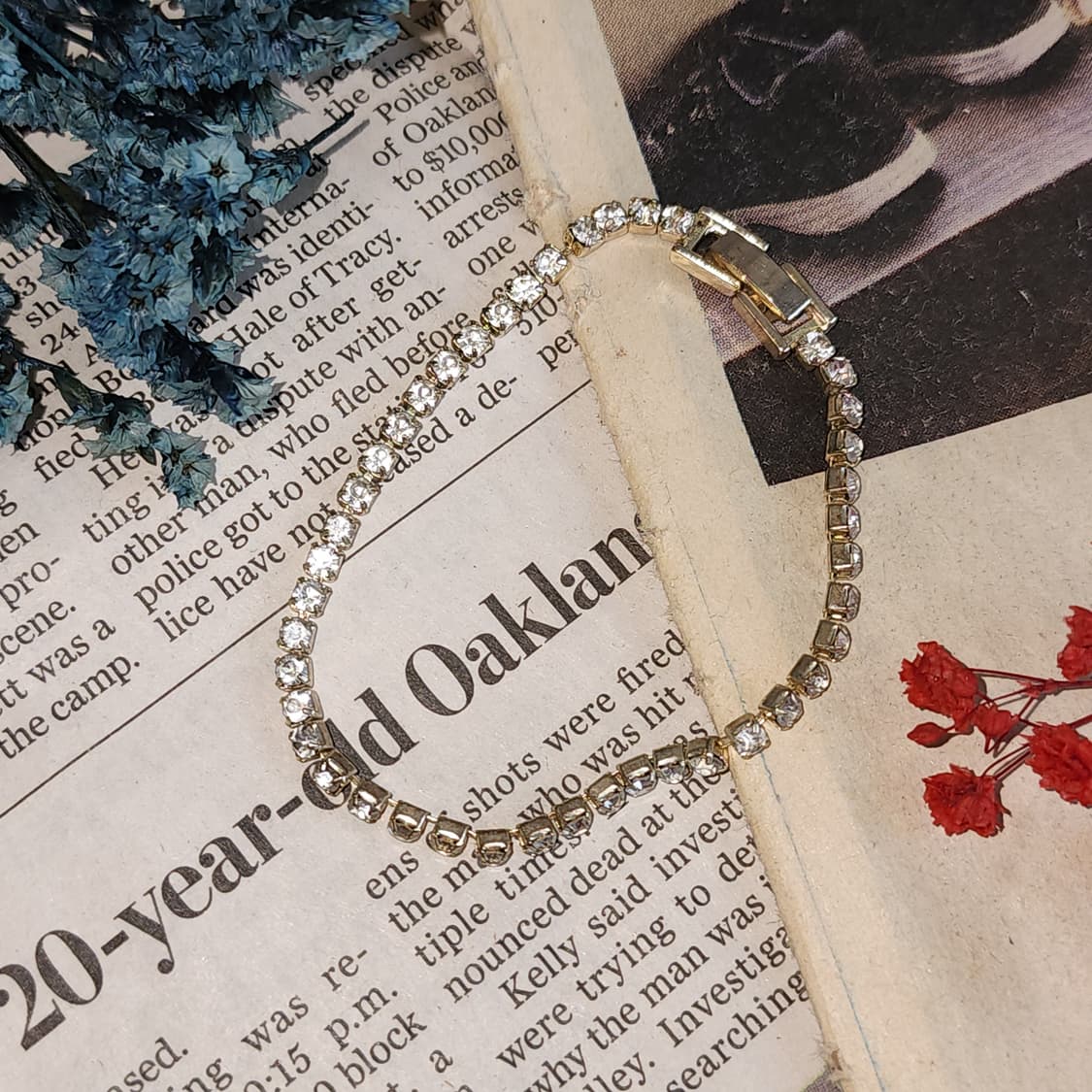 90s 프랑스 빈티지 쥬얼리 데일리 하이라이트 큐빅 팔찌 상품이미지1