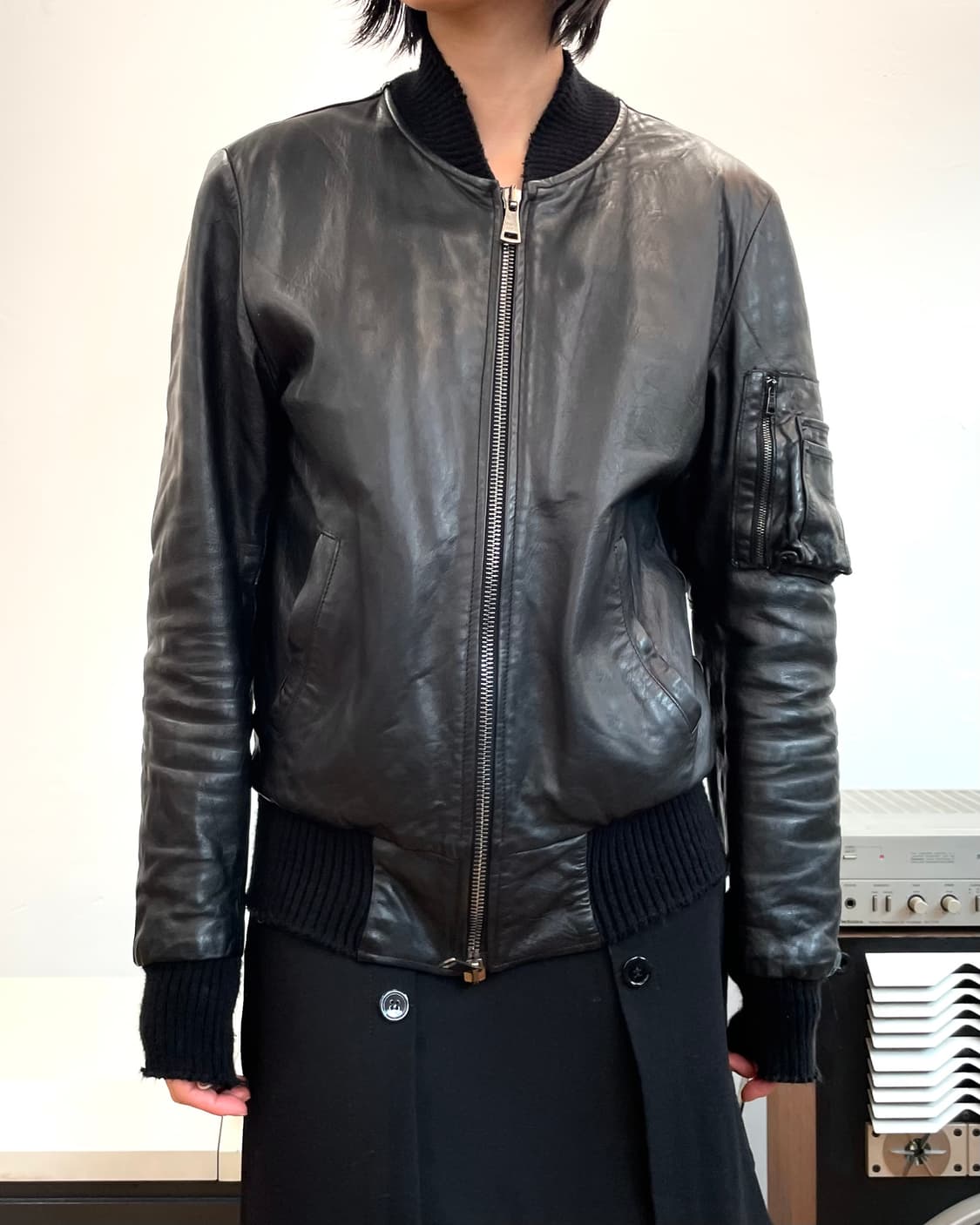 [44] 조르지오브라토 디스트레스드 레더 봄버 자켓 상품이미지4