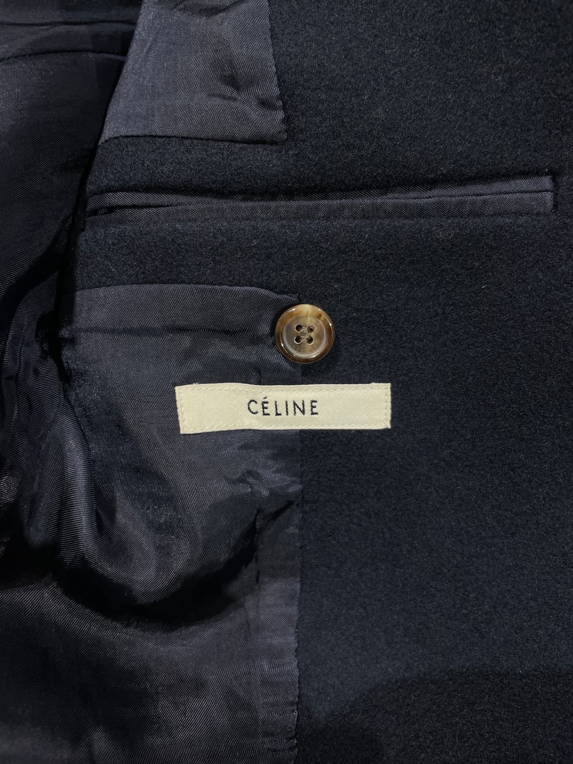 셀린느 다크 네이비 클래식 립스 포켓 논 버튼 울 코트 상품이미지7