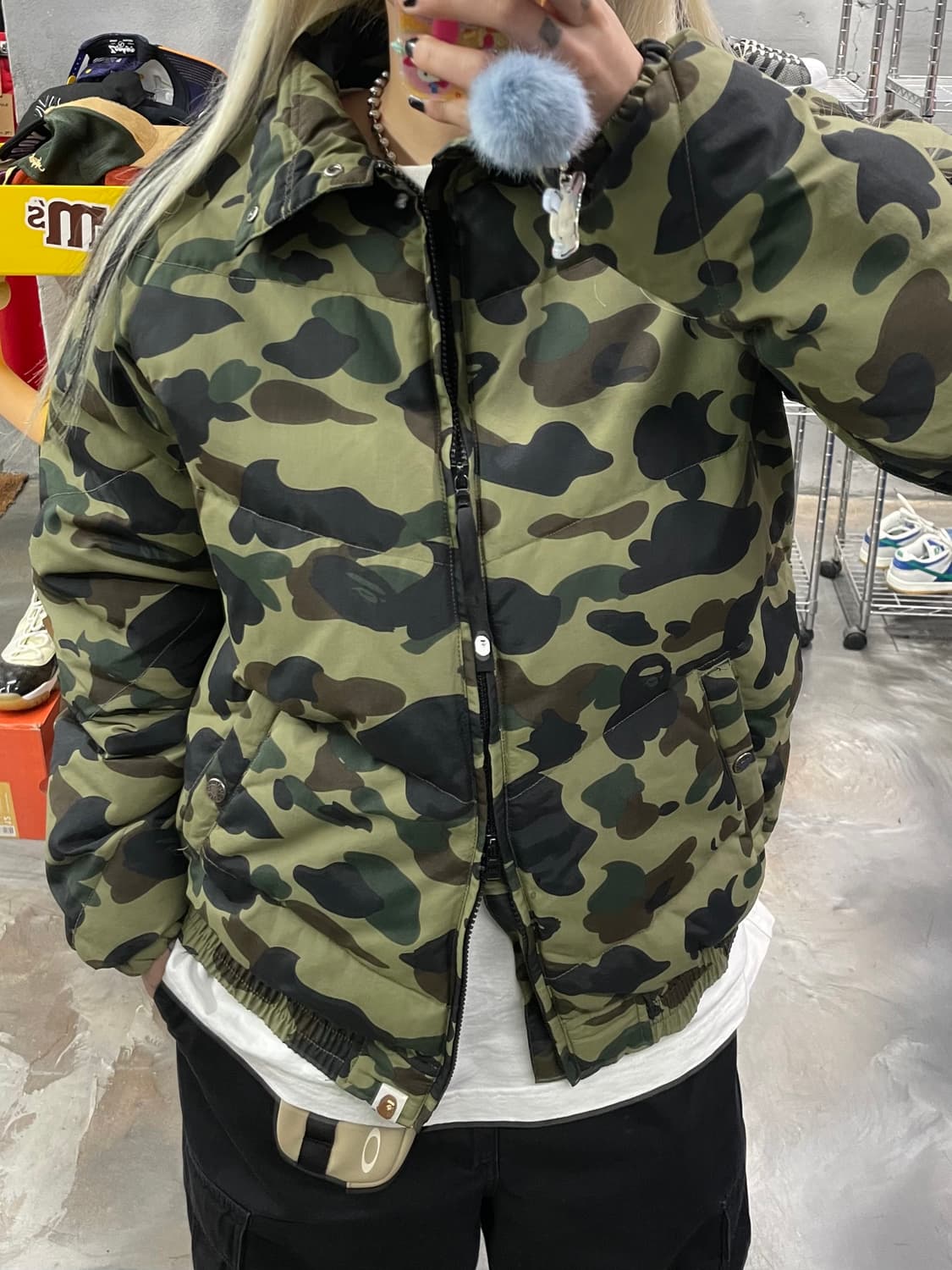 베이프 녹계 카모 패딩 상품이미지9