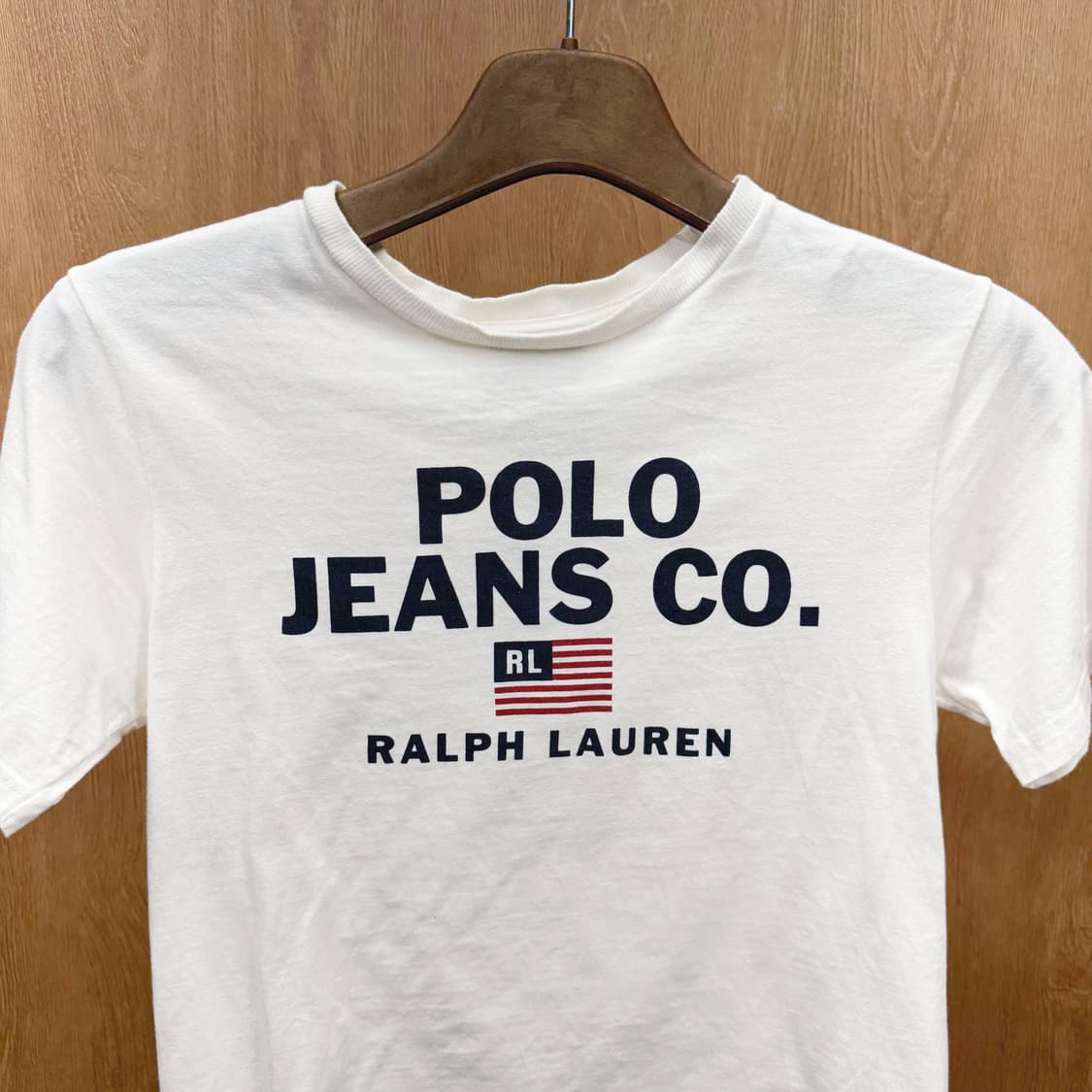 폴로 진스 코튼 반팔 티셔츠 로고 프린팅 라운드넥 디테일 화이트 상품이미지4