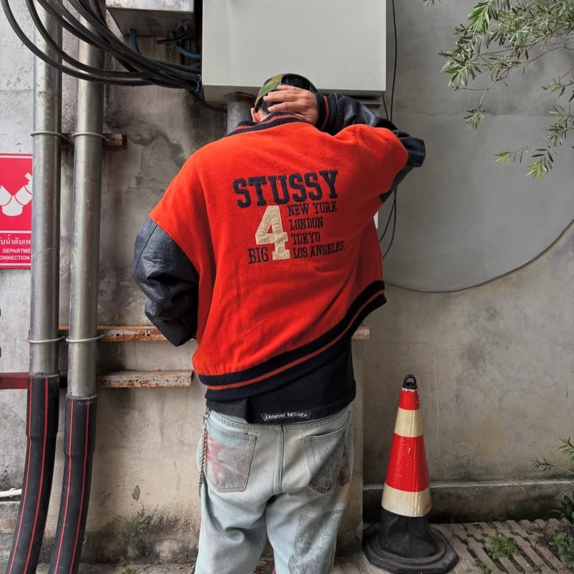 90s 빈티지 스투시 big 4 바시티 자켓 상품이미지2