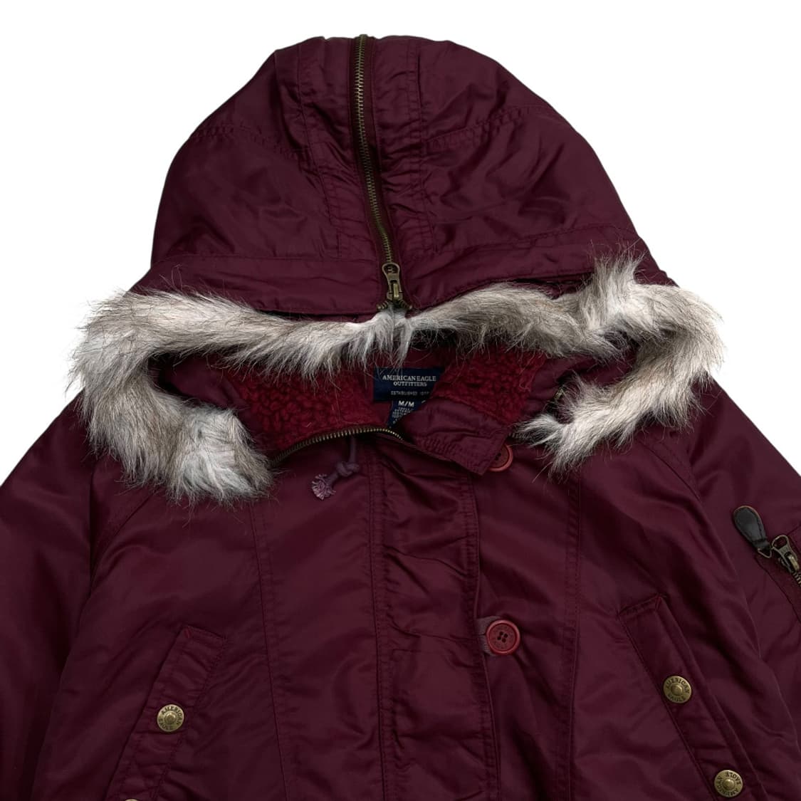 아메리칸 이글 y2k 버건디 울프죠 패딩 M 상품이미지8