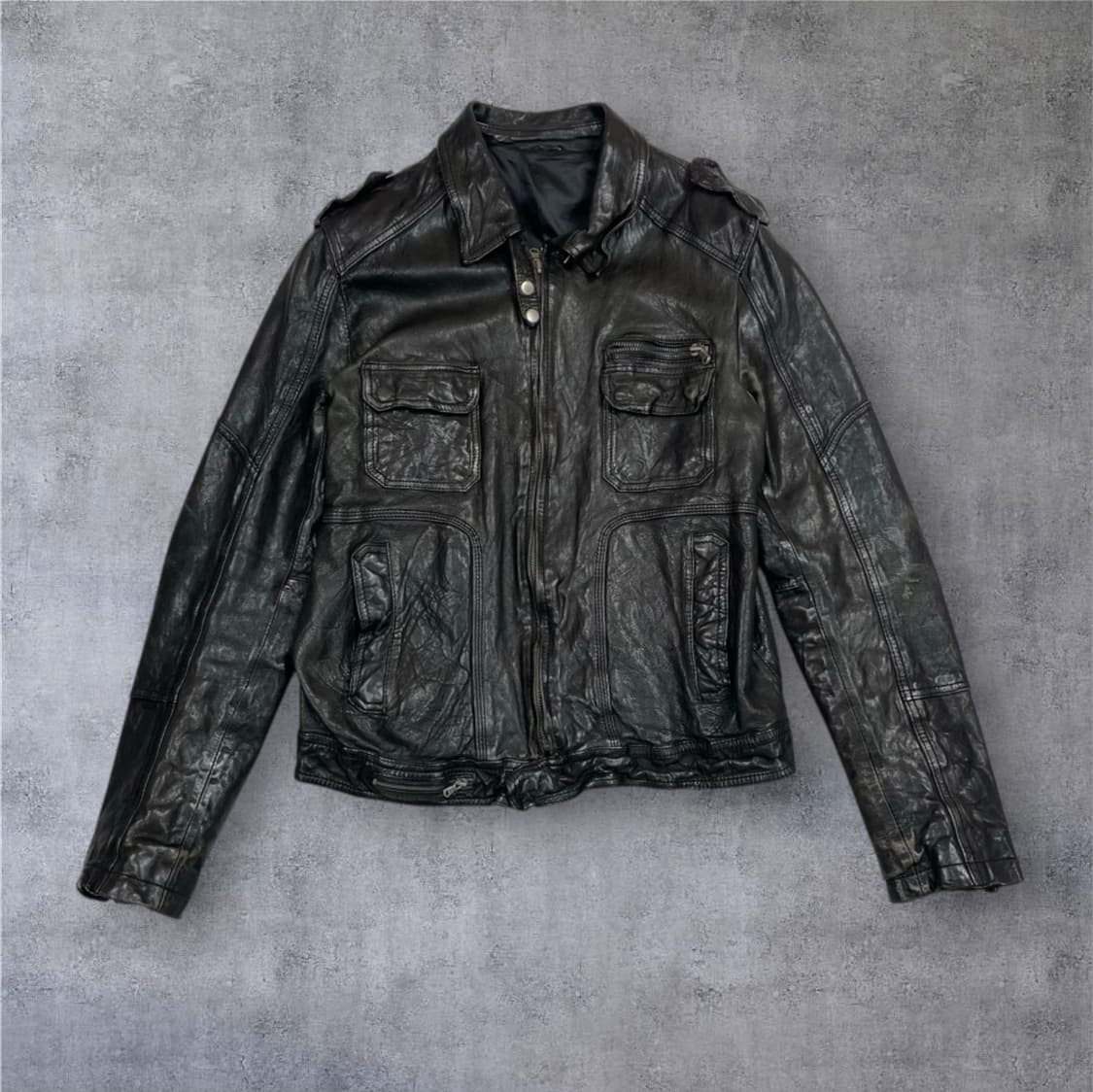  일본 빈티지 블랙 양가죽 라이더 자켓 50 상품이미지1