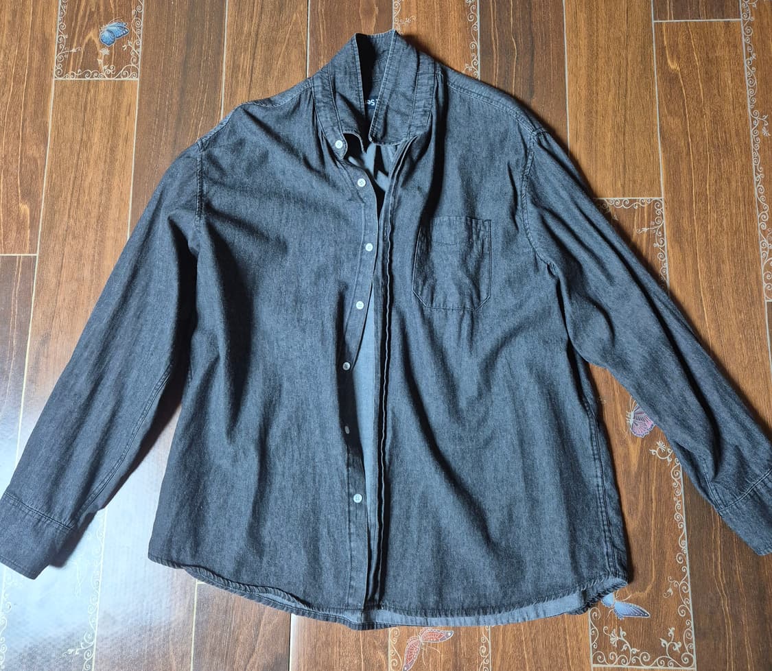 [S]트립르센스 라이크 데님 셔츠 블랙 상품이미지1