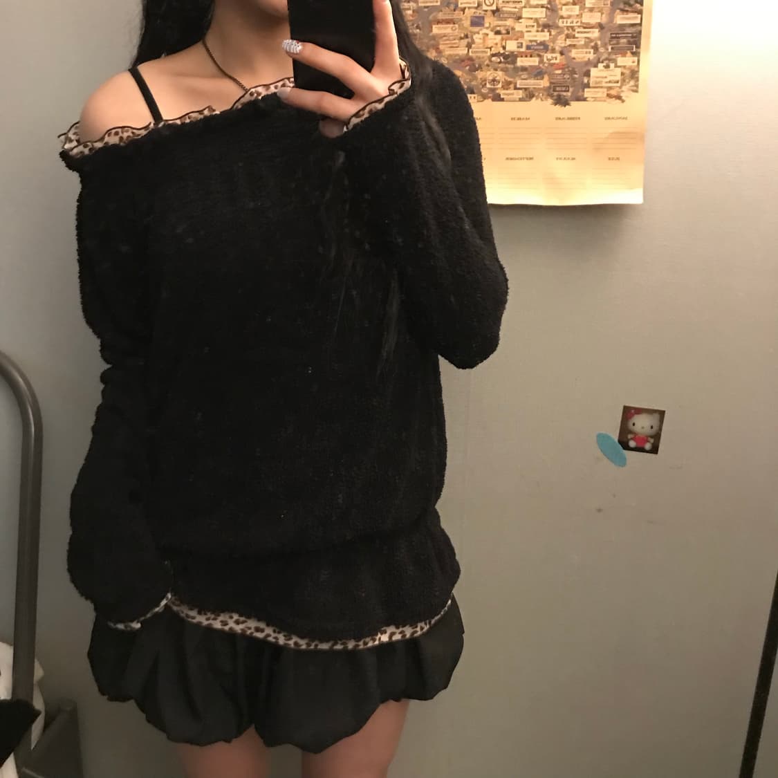 Colza 콜자 오네갸루 레오파드 레이어드 양털 니트 상품이미지2