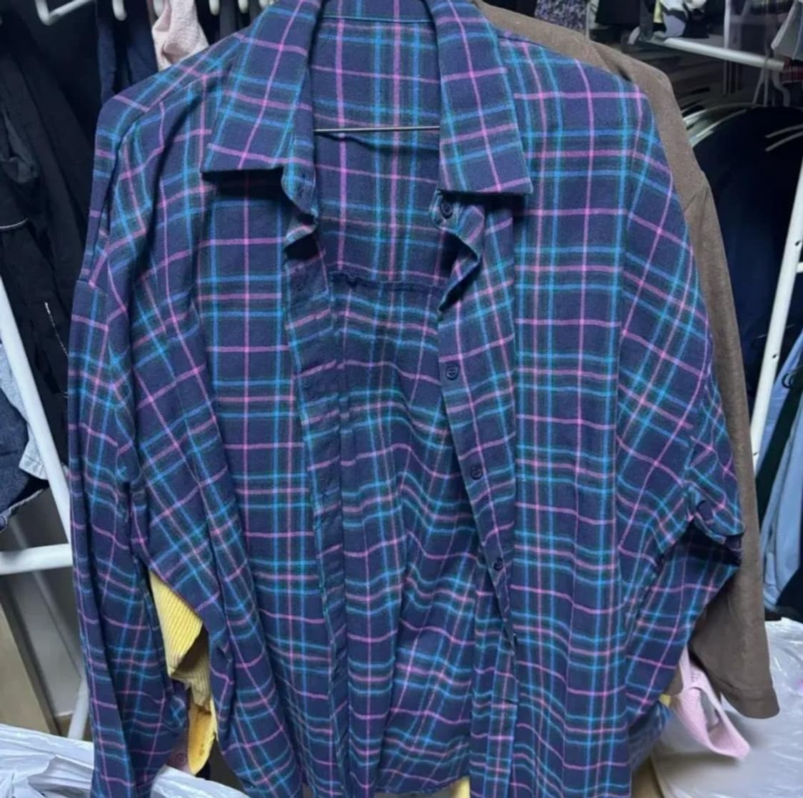 빅사이즈 육육걸즈 체크남방 상품이미지1