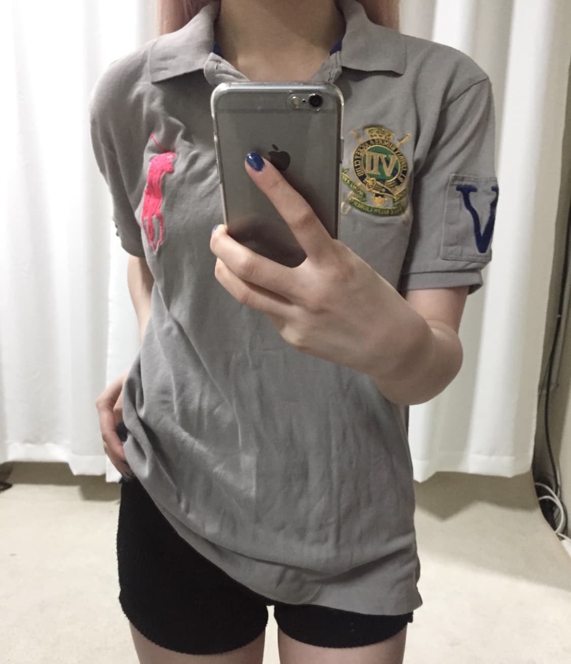 폴로 랄프로렌 그레이 핑크 빅포니 치프키프 카라 반팔 티 상품이미지1