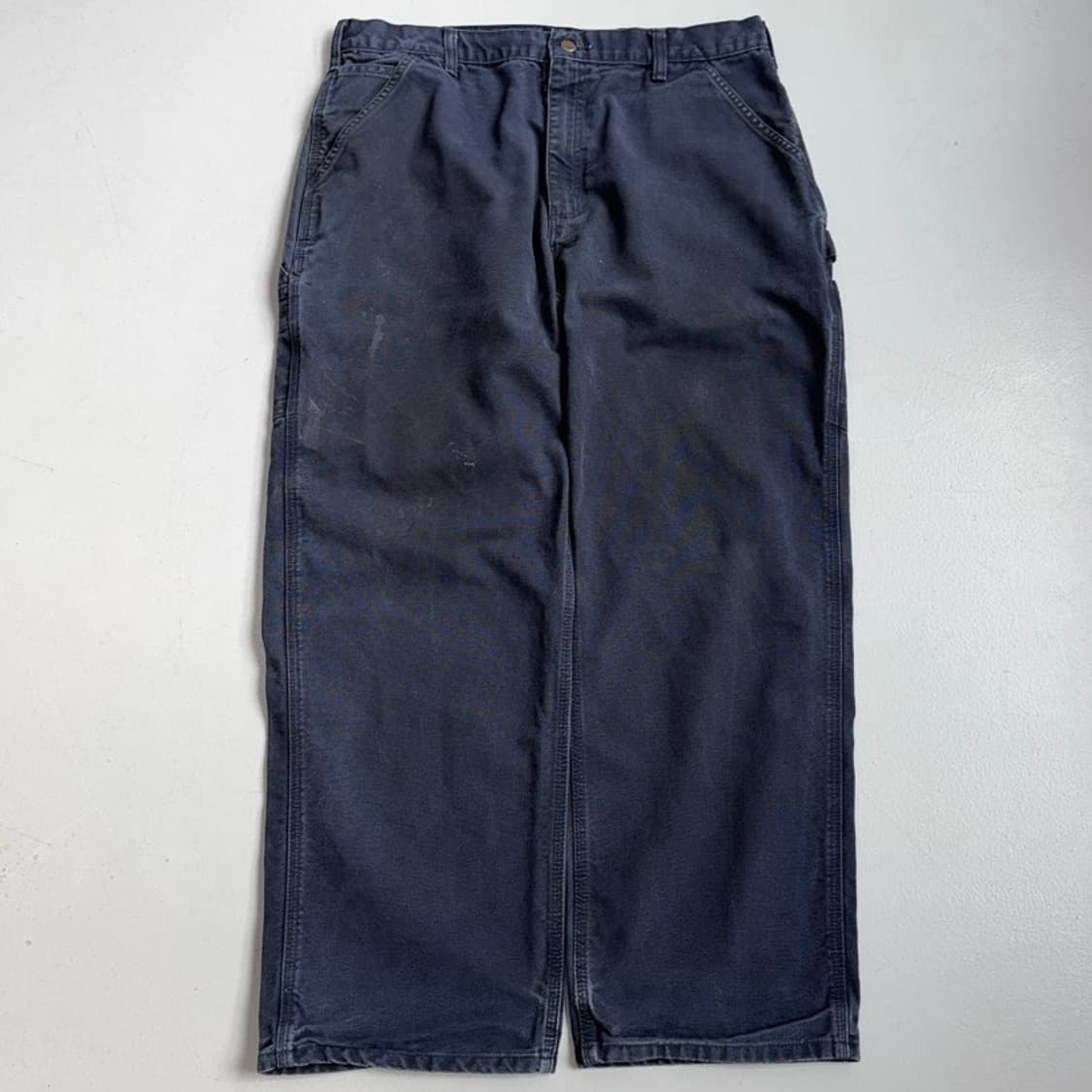 칼하트 OG 가죽패치 카펜터 덕캔버스 페이딩 와이드 워크팬츠 상품이미지2