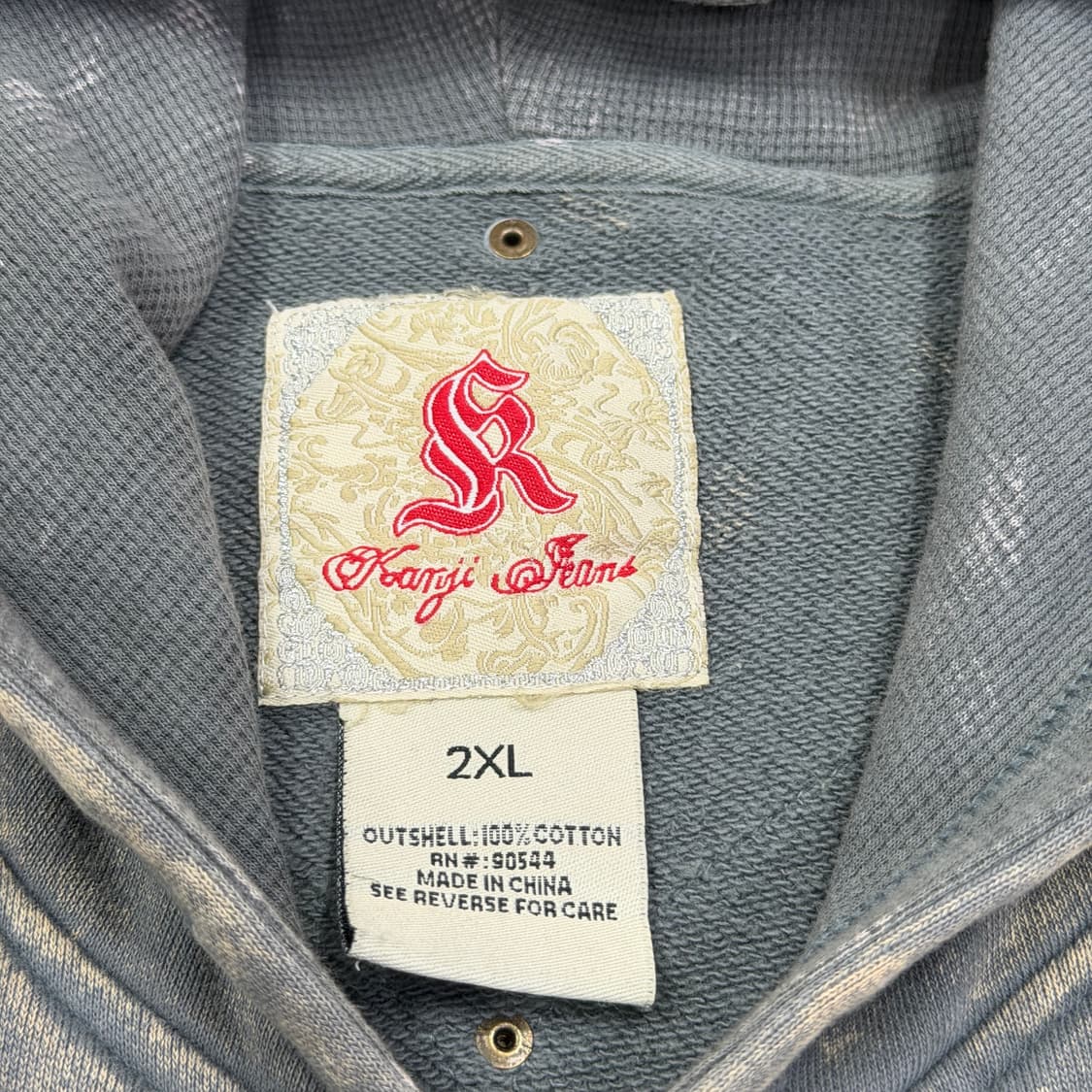 칸지 컬렉션 해골 스컬 그래피티 피그먼트 워싱 Y2K 후드집업 2XL 상품이미지4