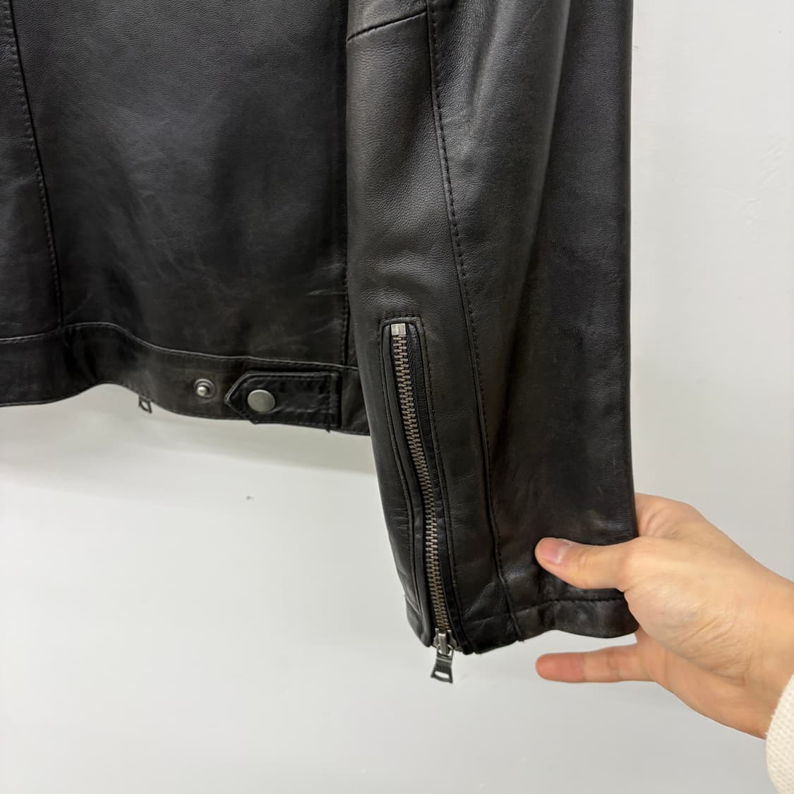 블랙 레더 양가죽 자켓 남성 M 상품이미지6