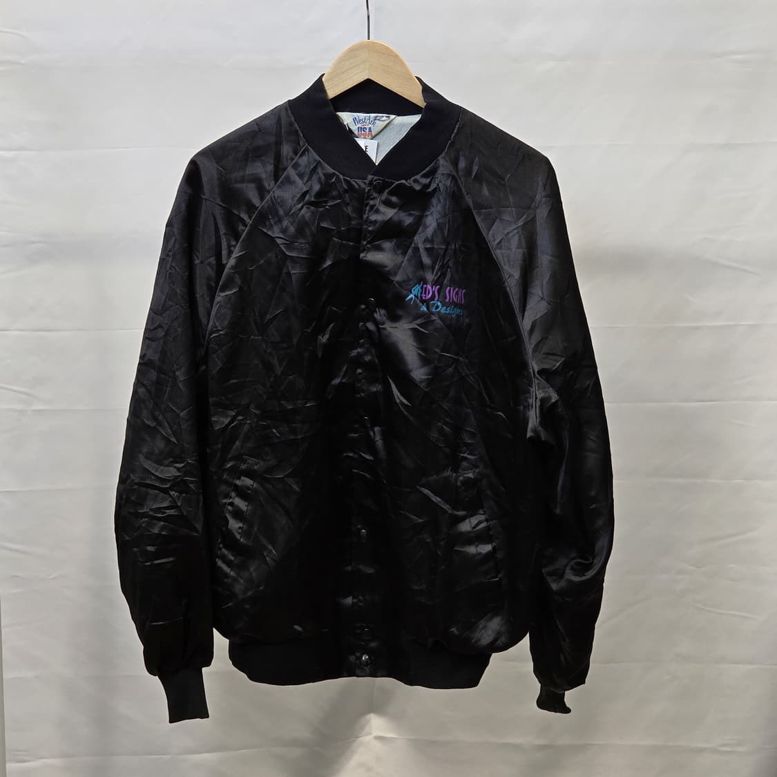 WestArk USA 뒷면 그래픽 디자인 블랙 새틴 코치 자켓 XL 상품이미지1