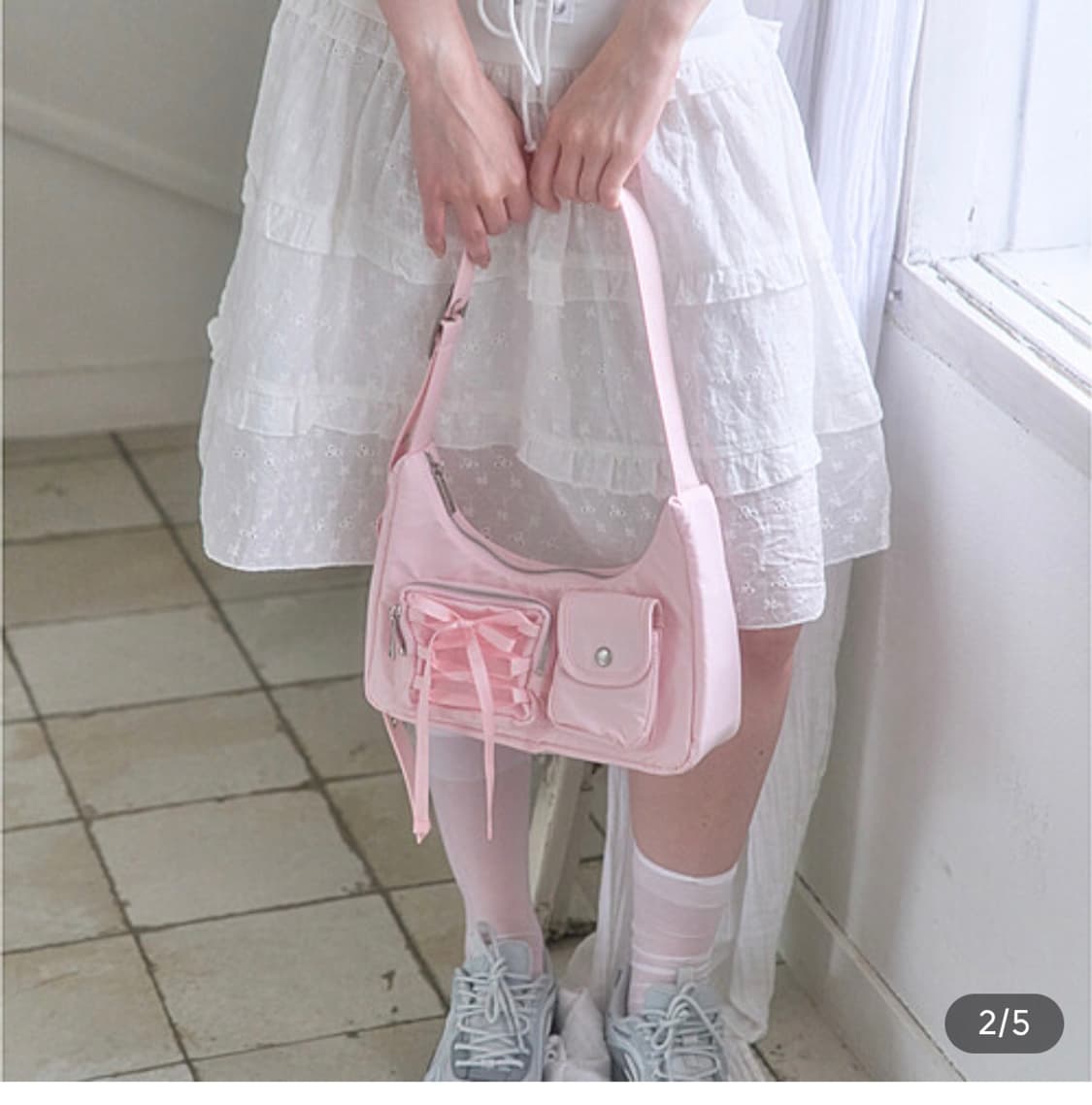 코징 리본 가방 카키브라운 상품이미지2