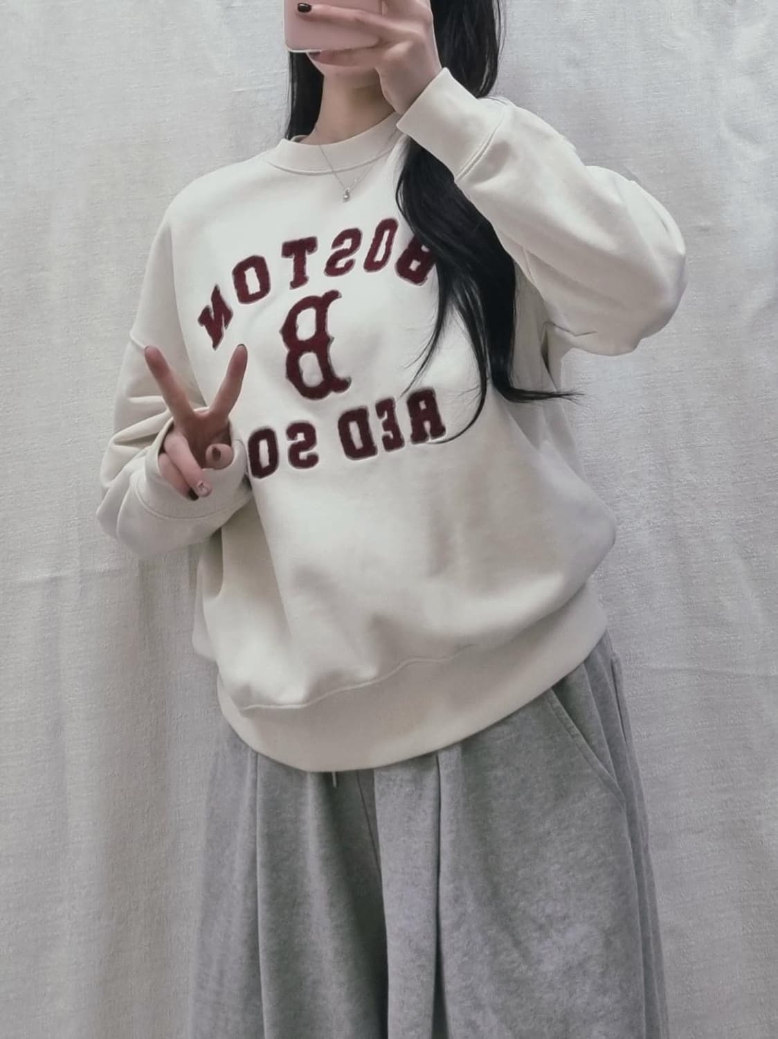 MLB 보스턴 크림 버건디 맨투맨 상품이미지2