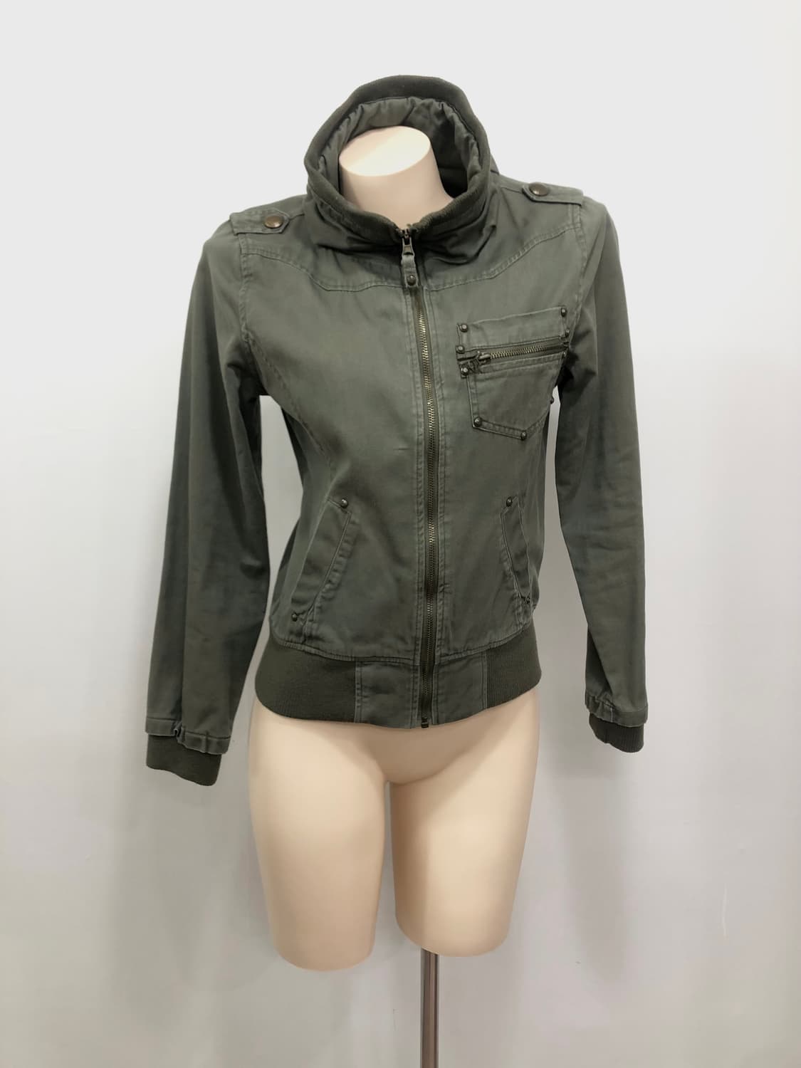 у2k khaki military zip up jacket 상품이미지1