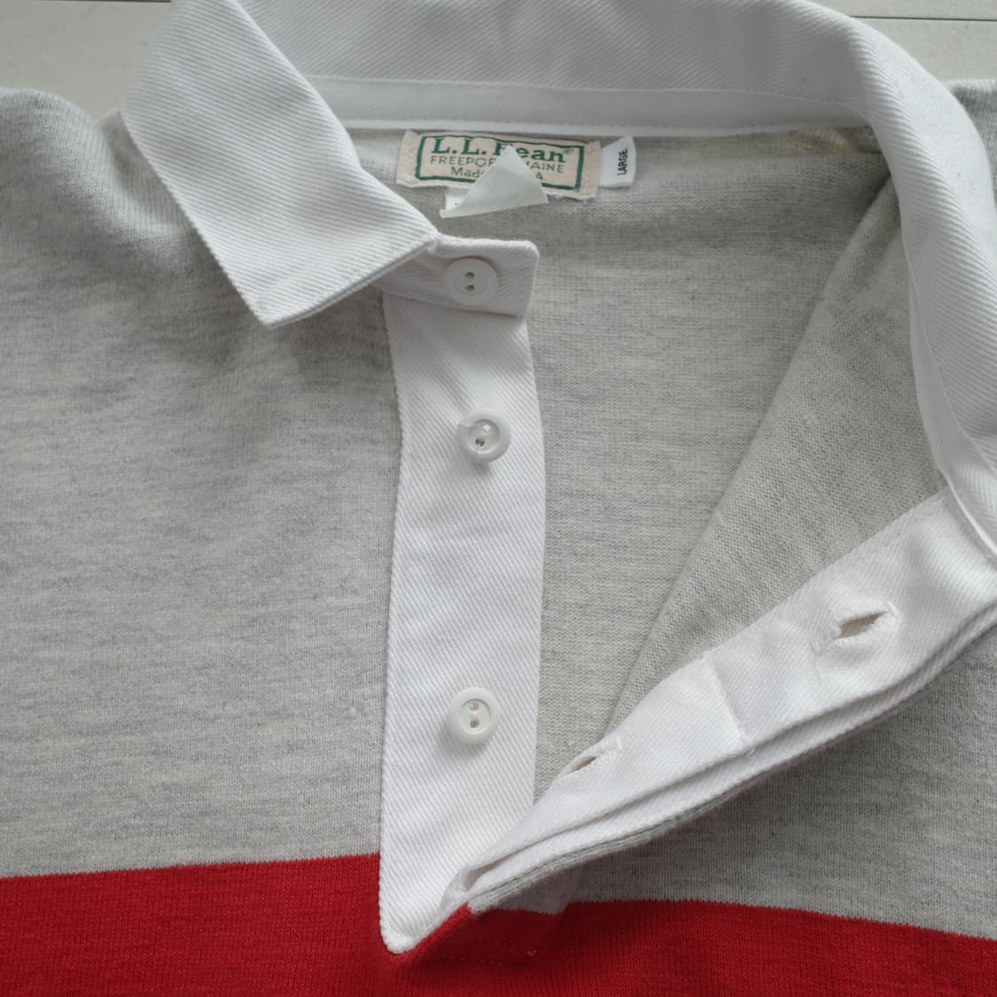 90s 빈티지 엘엘빈 MADE IN USA 럭비 셔츠 L 상품이미지6