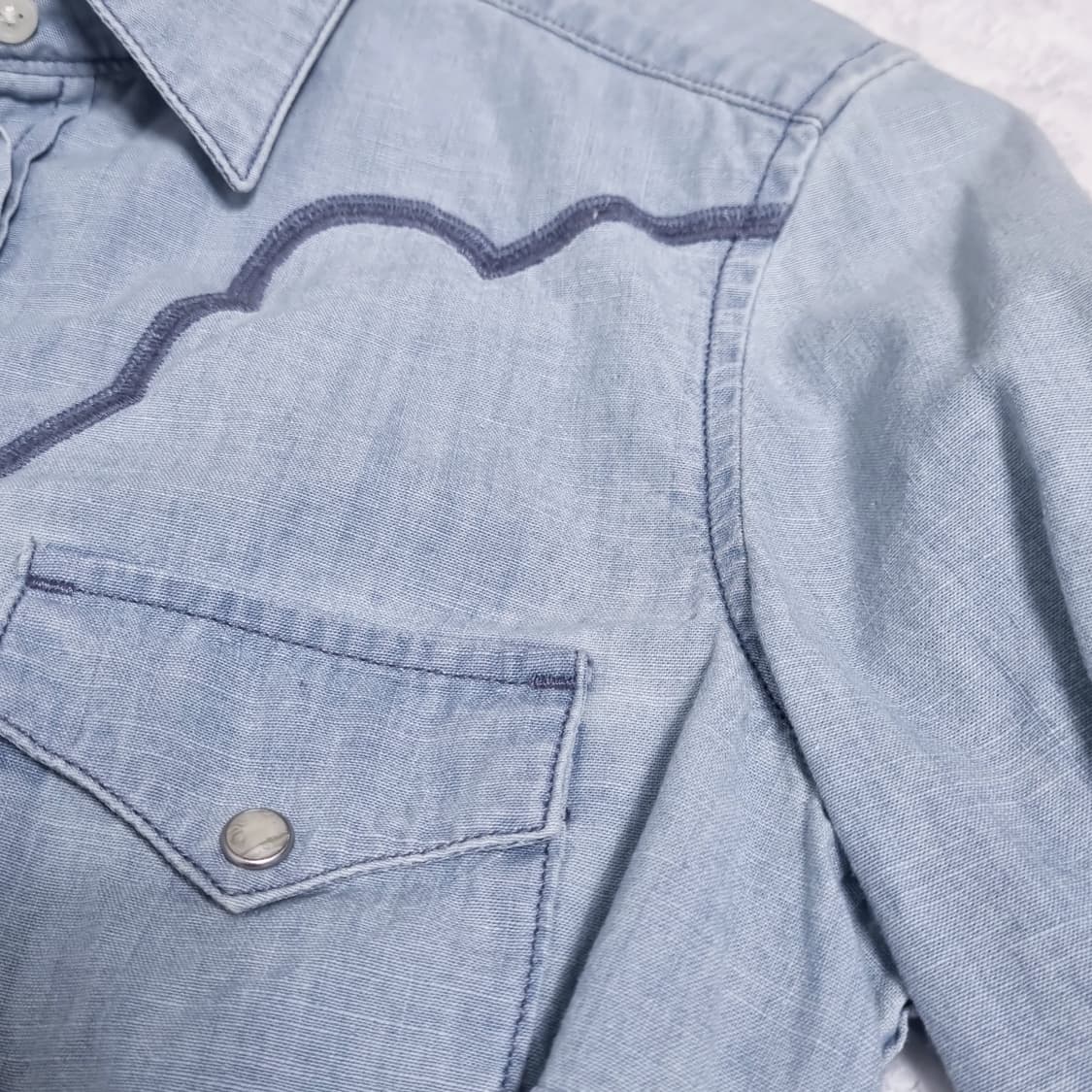 빈티지 리바이스 웨스턴 연청 데님 셔츠 여자 XS 청자켓 긴팔 상품이미지4
